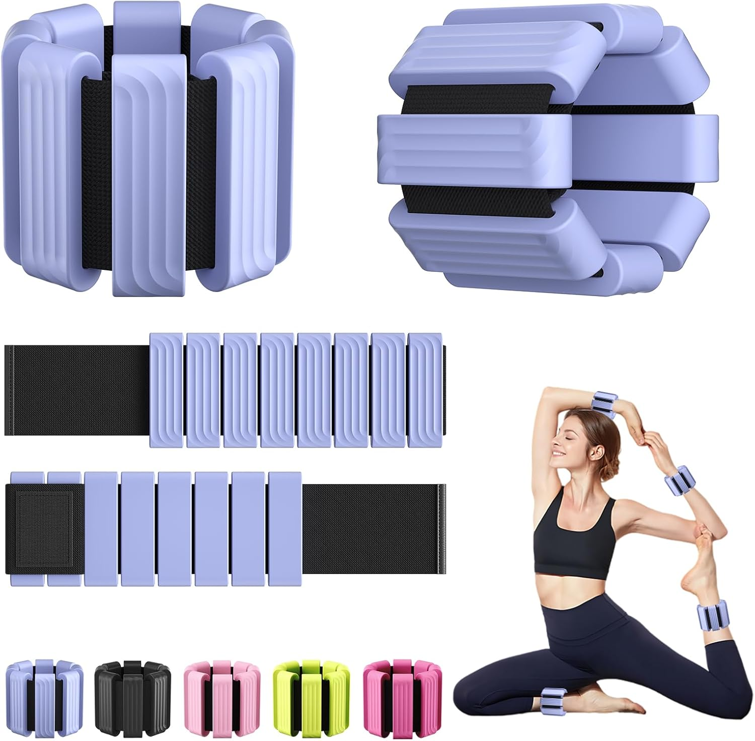 Adjustable Ankle Weights for Men-Pilates Wrist and Weighted Bangles for Women,2 Lbs Weighted Arm Bands Foot Leg Weights for Walking,Yoga, Training,Exercise, Running,Set of 2