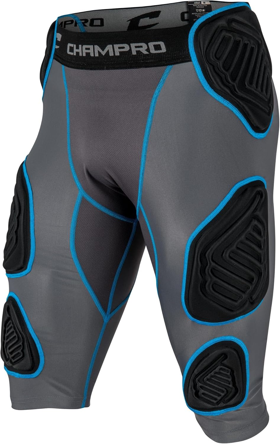 CHAMPRO CHAMPRO Men'S Bull Rush 7-Pad Compression Girdle for Football, Basketball, Hockey, and More