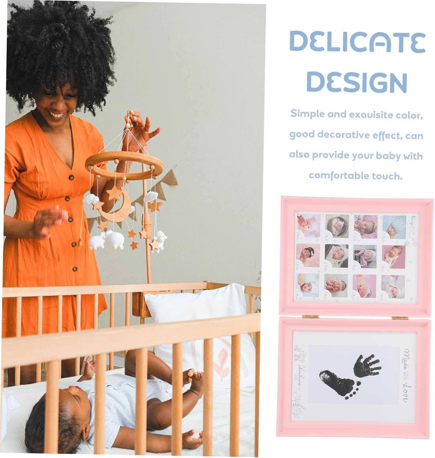 Newborn Growth Photo Frame Handprint and Footprint Kit Meaningful Keepsake for for Nursery Decor Showers and Special Occasions image number 6