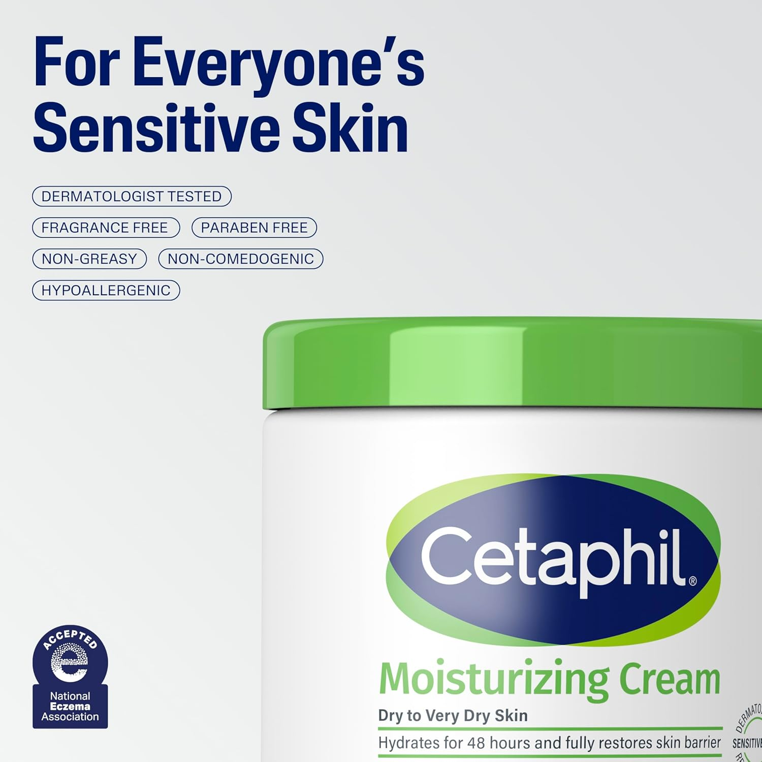 Cetaphil Body Moisturizer, Hydrating Moisturizing Cream for Dry to Very Dry, Sensitive Skin, NEW 20 Oz, Fragrance Free, Non-Comedogenic, Non-Greasy, 1.25 Pound (Pack of 1) image number 4