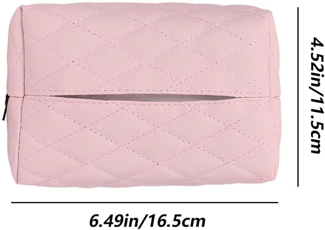 Car Tissue Holder Set, Leather PU Tissues Box Cover for Car Backseat Large Rectangle Napkin Holder Soft Rectangulars for Storage& Organization with 2Pcs Hooks - Black image number 6