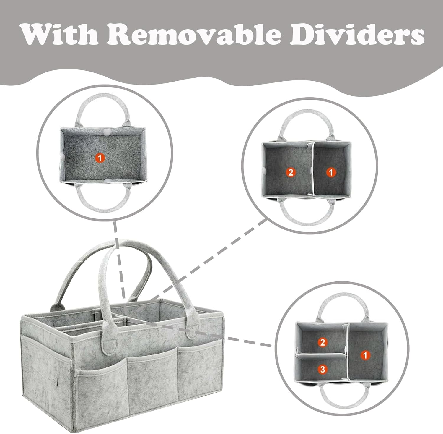 Jotia Baby Diaper Caddy Organizer, Felt Cloth Nursery Storage Bin and Car Organizer Baby Storage Basket for Diapers and Baby Gift Basket, Changing Table Organizer for Indoor Outdoor