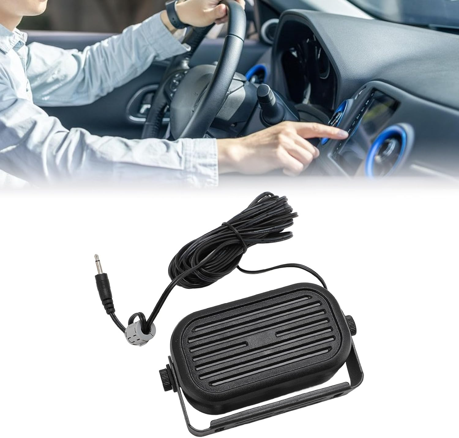 3.5Mm Car External Speaker,Loud and Clear Sound Mini External Speaker,Long Cable Car,For Cbham Scanners Mobile Transceiver image number 5