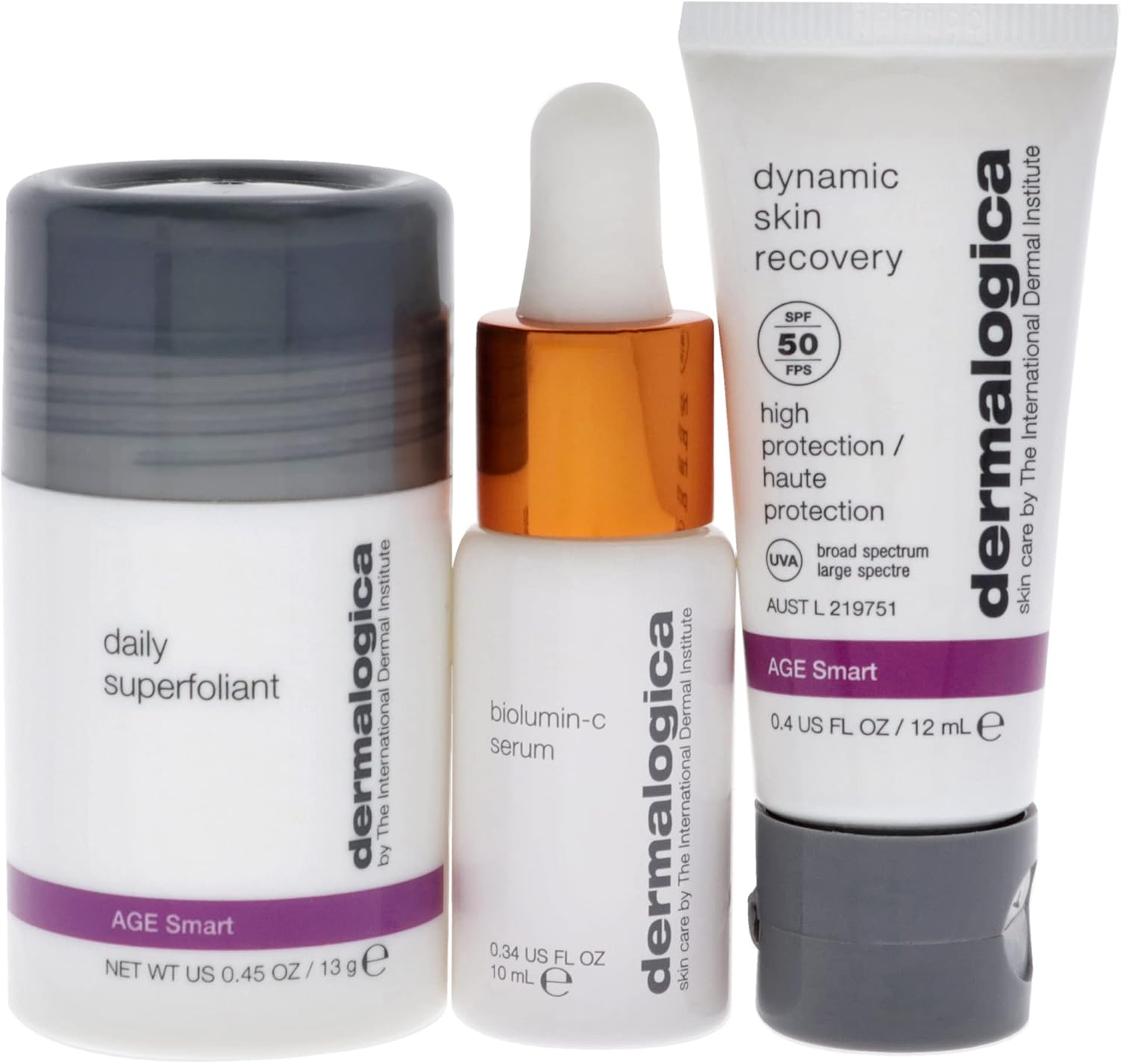 Dermalogica Age Defense Kit for Unisex 3 Pc 0.45Oz Daily Superfoliant, 0.34Oz Biolumin-C Serum, 0.4Oz Dynamic Skin Recovery SPF50 image number 2