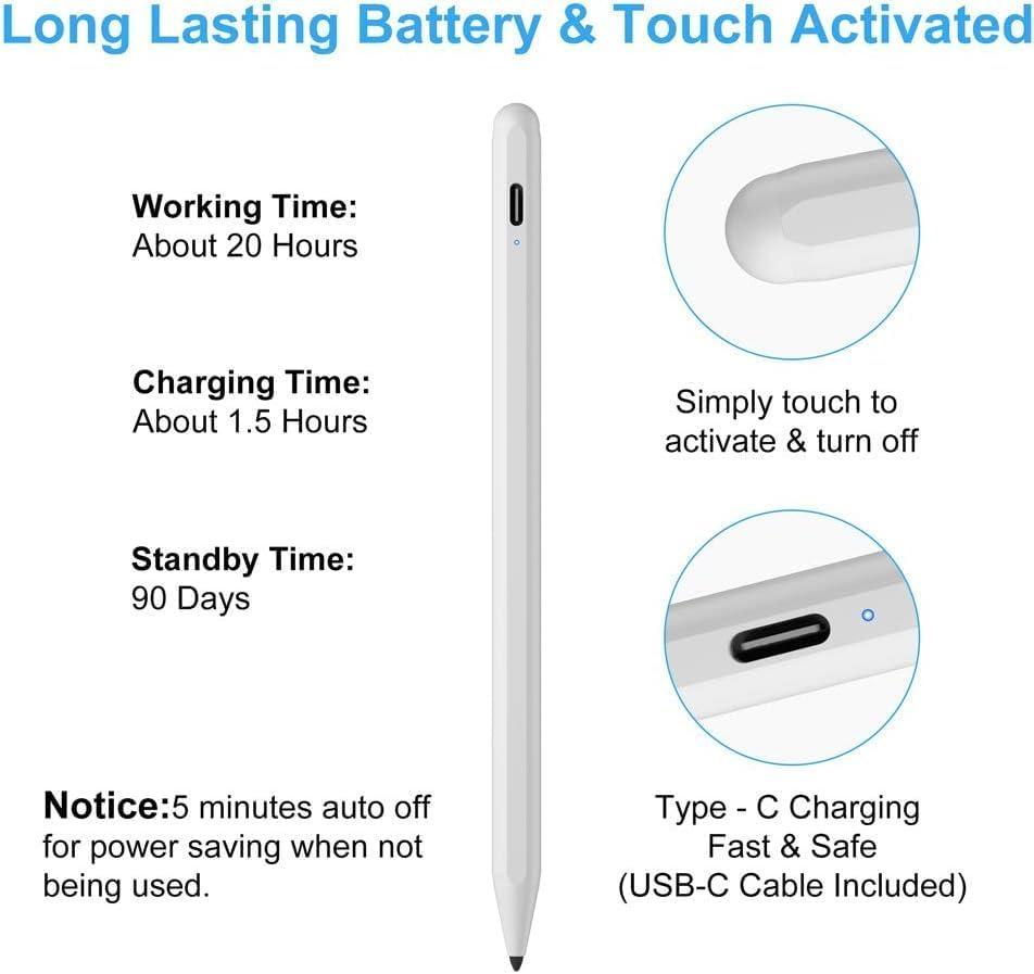 Stylus Pen for Ipad (2024-2018) with Fast Charge & Palm Rejection,Fime. Active Pencil for Apple Ipad Pro 11/13 M4,Ipad Air 11/13 M2,Ipad Pro 11/12.9",Ipad 10/9/8/7/6Th,Ipad Air 5/4/3Rd,Ipad Mini 6/5 image number 3