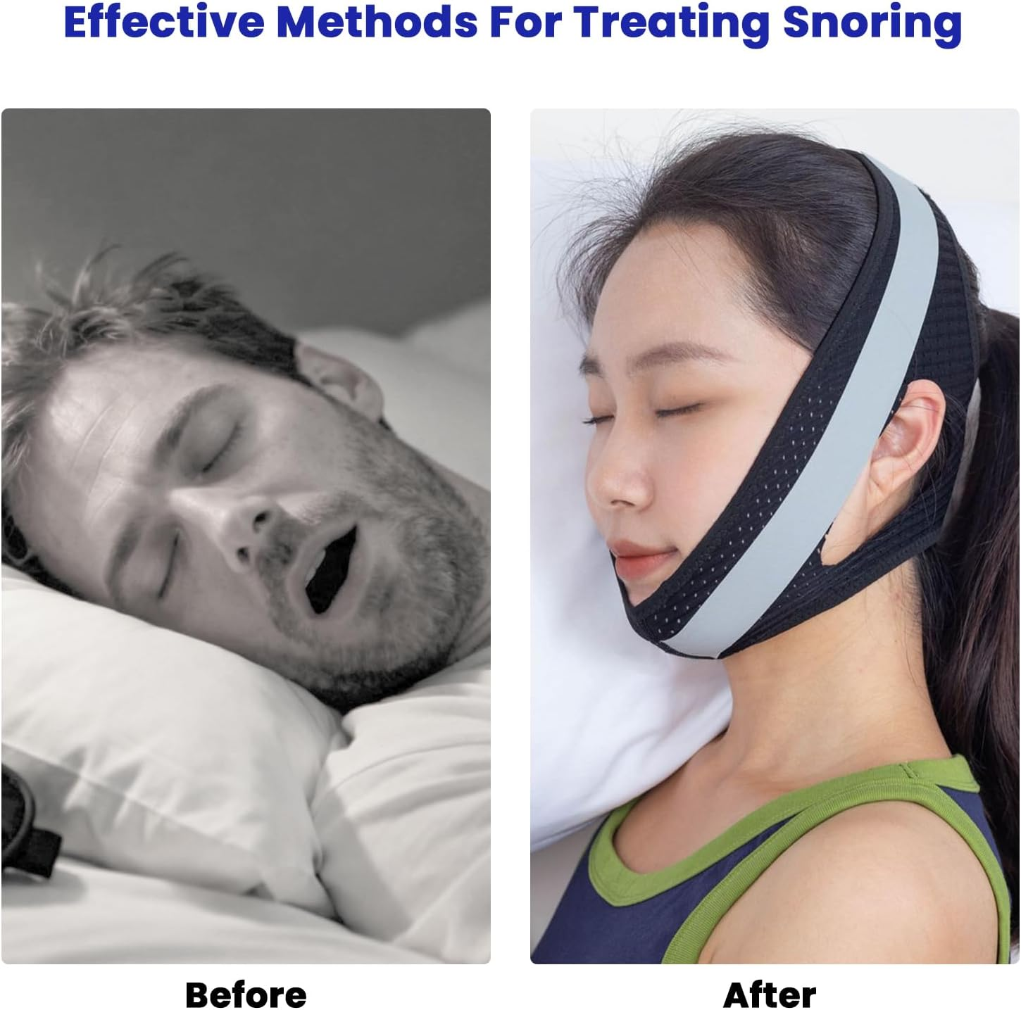 Upgraded anti Snore Device anti Snore Chin Strap Skin-Friendly - anti Snoring Devices with Breathable Chin Strap for Sleeping Adjustable anti Dry Mouth Strap (Adjustable Fit) image number 1