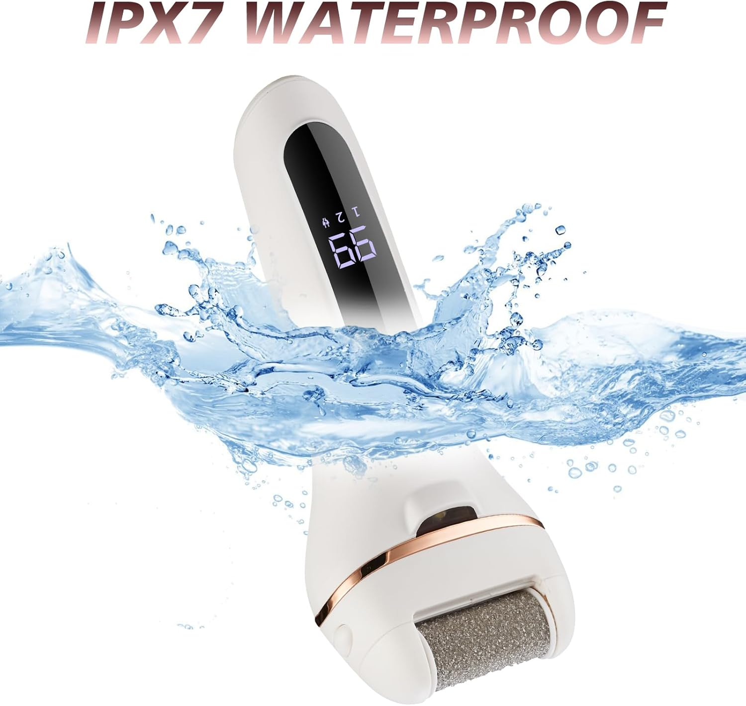 Electric Foot Callus Remover, Professional Electric Feet File Rechargeable Foot Scrubber Pedicure Kit with 3 Roller Heads for Heels and Dead Skin White image number 4