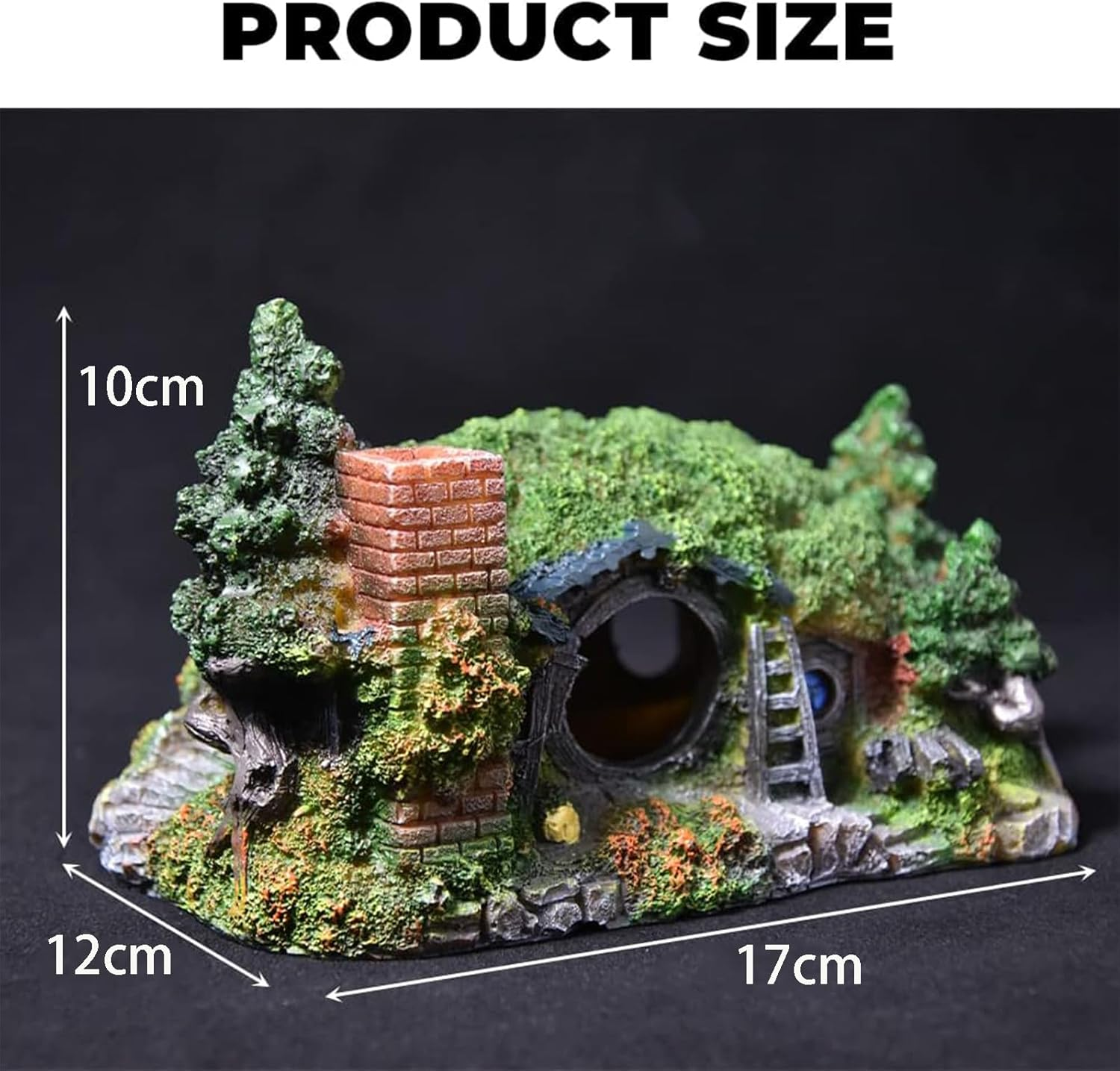Cozioz Hobbit Castle Aquarium Decorations &ndash; Resin Fish Tank Ornaments for Betta Fish, Perfect for Scene Arrangement and Aquatic Decor image number 1