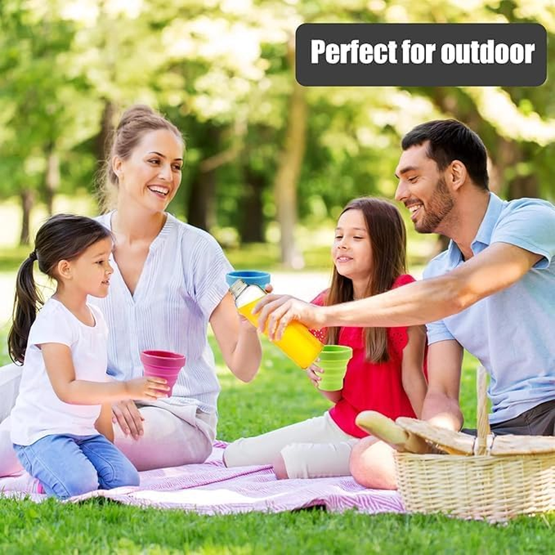 FOTOEVFC Foldable Silicone Folding Camp Cup, 4Pcs Collapsible Travel Mugs with Lid, 170Ml Capacity, Multicolor image number 3