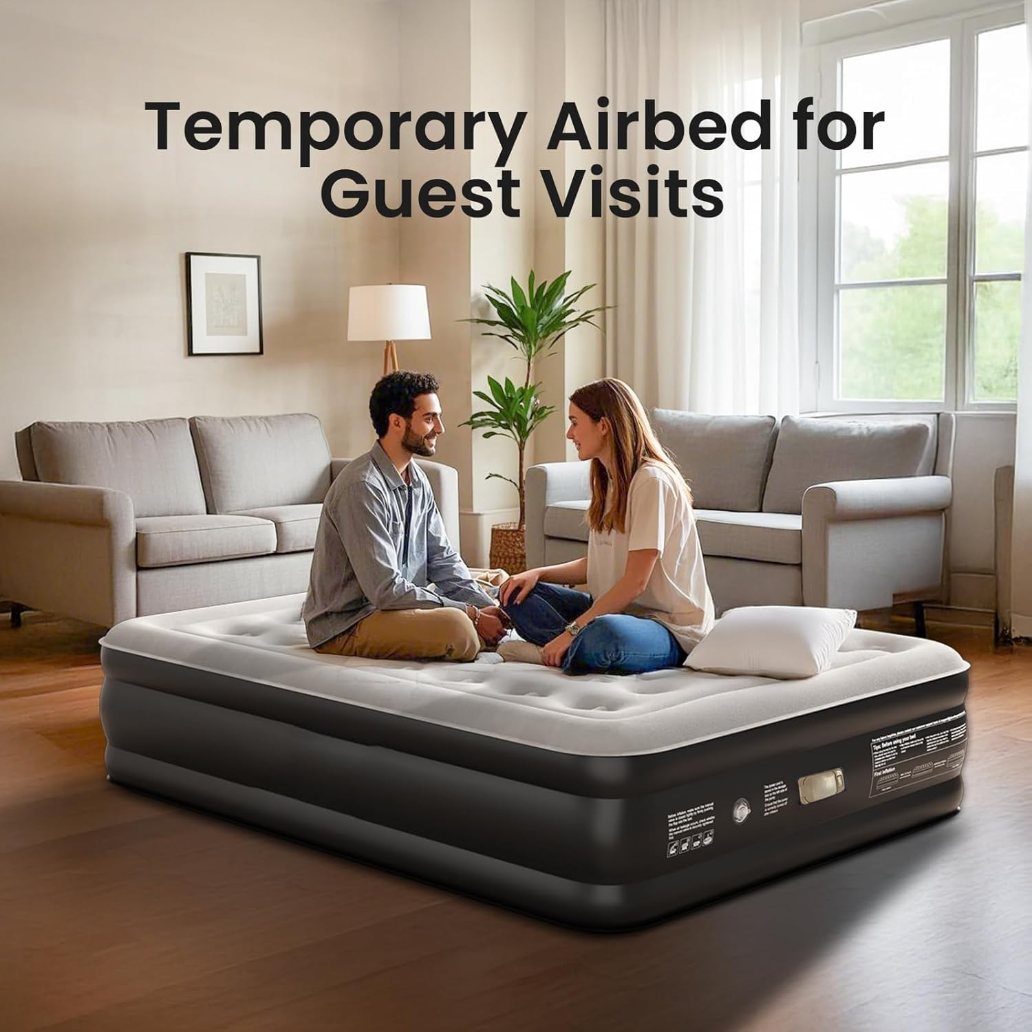 Quintin Air Queen Size Mattress Air Bed Queen with Built in Pump, Foldable Portable Inflatable Mattress, 500Kg Weight Capacity Blow up Air-Mattress Suitable for Guests, Indoors and Camping (Black) image number 6