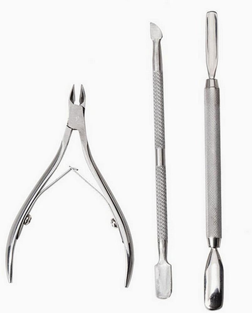 3 Stainless Steel Nail Cuticle Spoon Pusher Remover Cutter Nipper Clipper , Cuticle Nipper , Cuticle Cutter and Remover with Cuticle Pusher for Dead Skin - Durable Manicure Tools and Cuticle Clippers