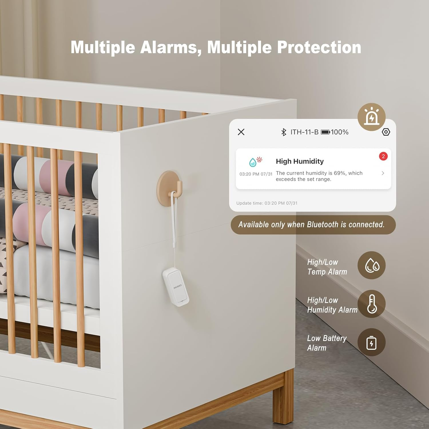 INKBIRD Bluetooth Thermometer Hygrometer ITH-11-B, Bluetooth 5.0 Temperature and Humidity Monitor, APP Remote Control, IP65 Waterproof, 2 Years Data Storage and Export