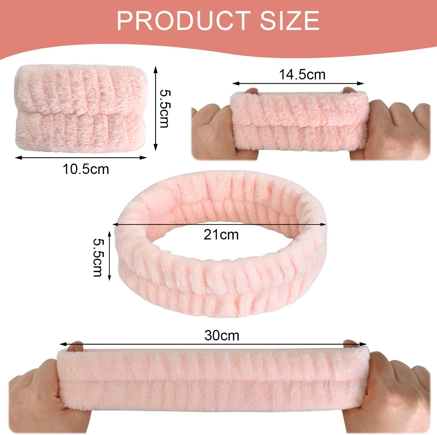 Spa Headband Wrist Washband Face Wash Set, Wristbands Hair Headband, Include 1 Microfiber Headband,2 Wrist Washband, for Women Girls,Avoid Liquid from Spilling down Your Arms (Black) image number 4