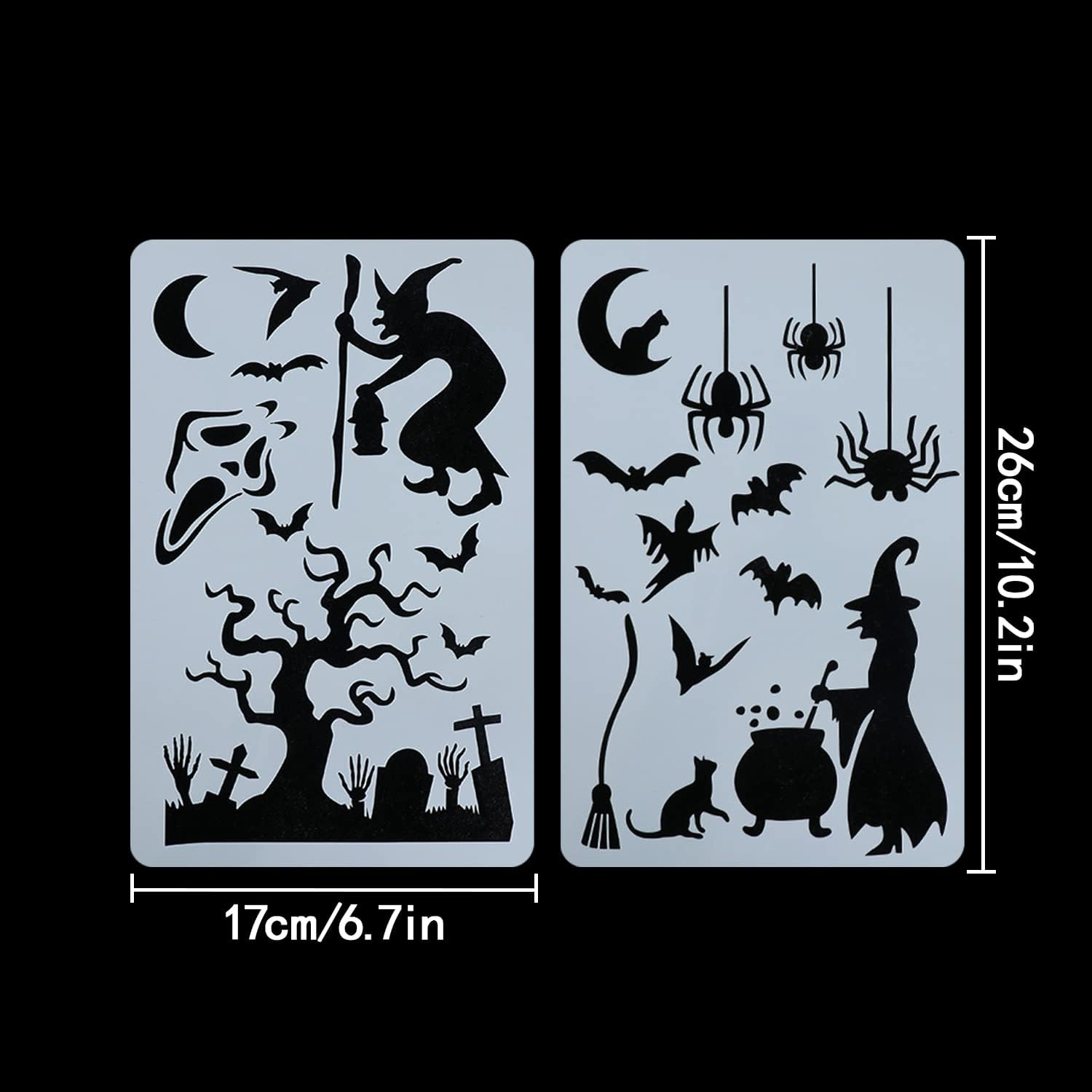 Halloween Stencils, 6 Pcs Reusable Halloween Drawing Stencils for DIY Crafts, Scrabooking, Home Decor, Halloween Decoration (10.2 * 6.7In) image number 6