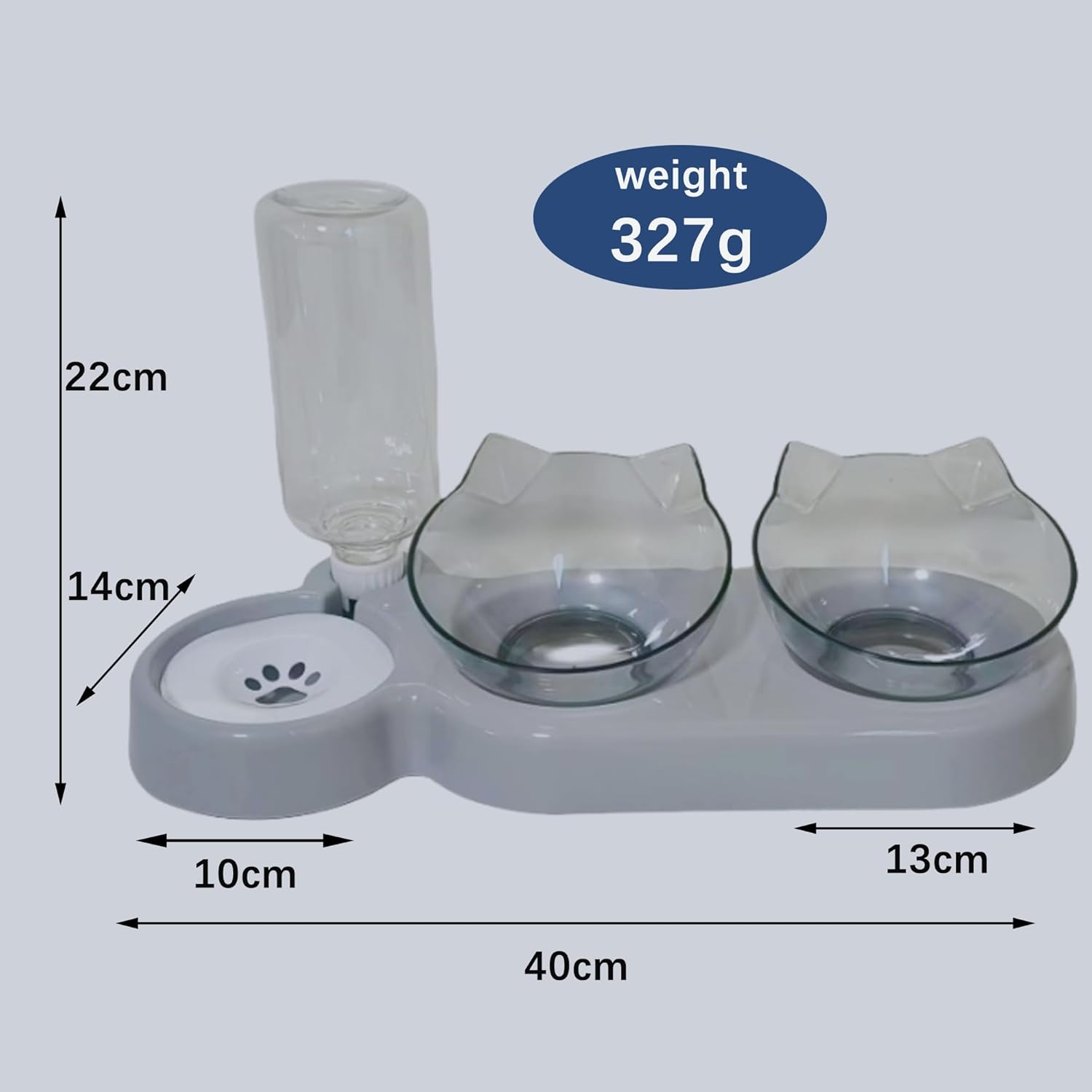 3-In-1 Cat Food Bowl Set, Cat Food Bowls, Detachable Bowls for Cat Dog, Double Cat Bowls with Automatic Water Dispenser, Anti-Spill Feeder with Stand for Small Medium Dogs Cats image number 1