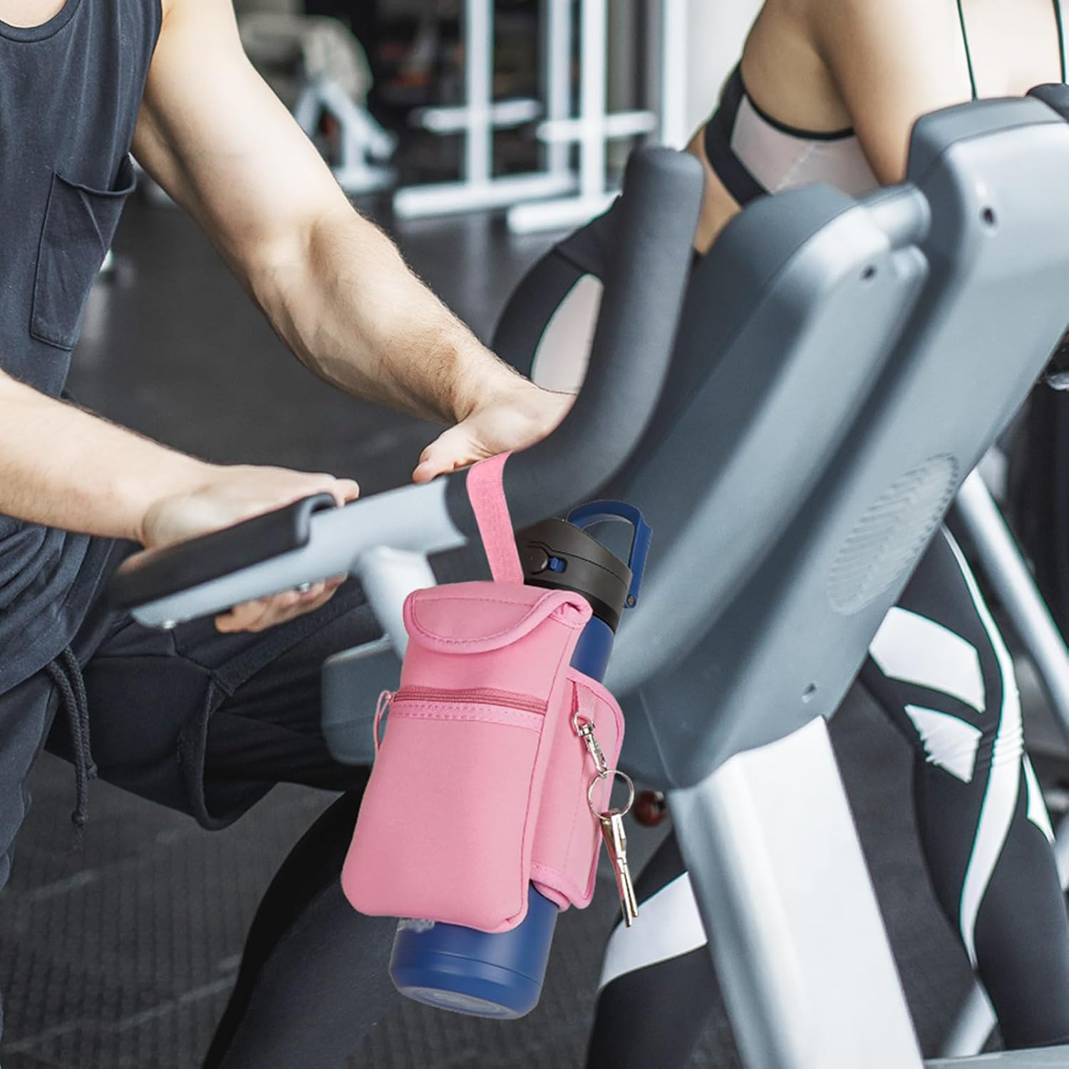 Linkidea Magnetic Water Bottle Sleeve Pouch Compatible with YETI Rambler Bottle, Hydro Flask Wide Mouth and Most 18Oz to 32Oz Bottles, Magnetically Water Bottle Bag for Gym with Pockets image number 1