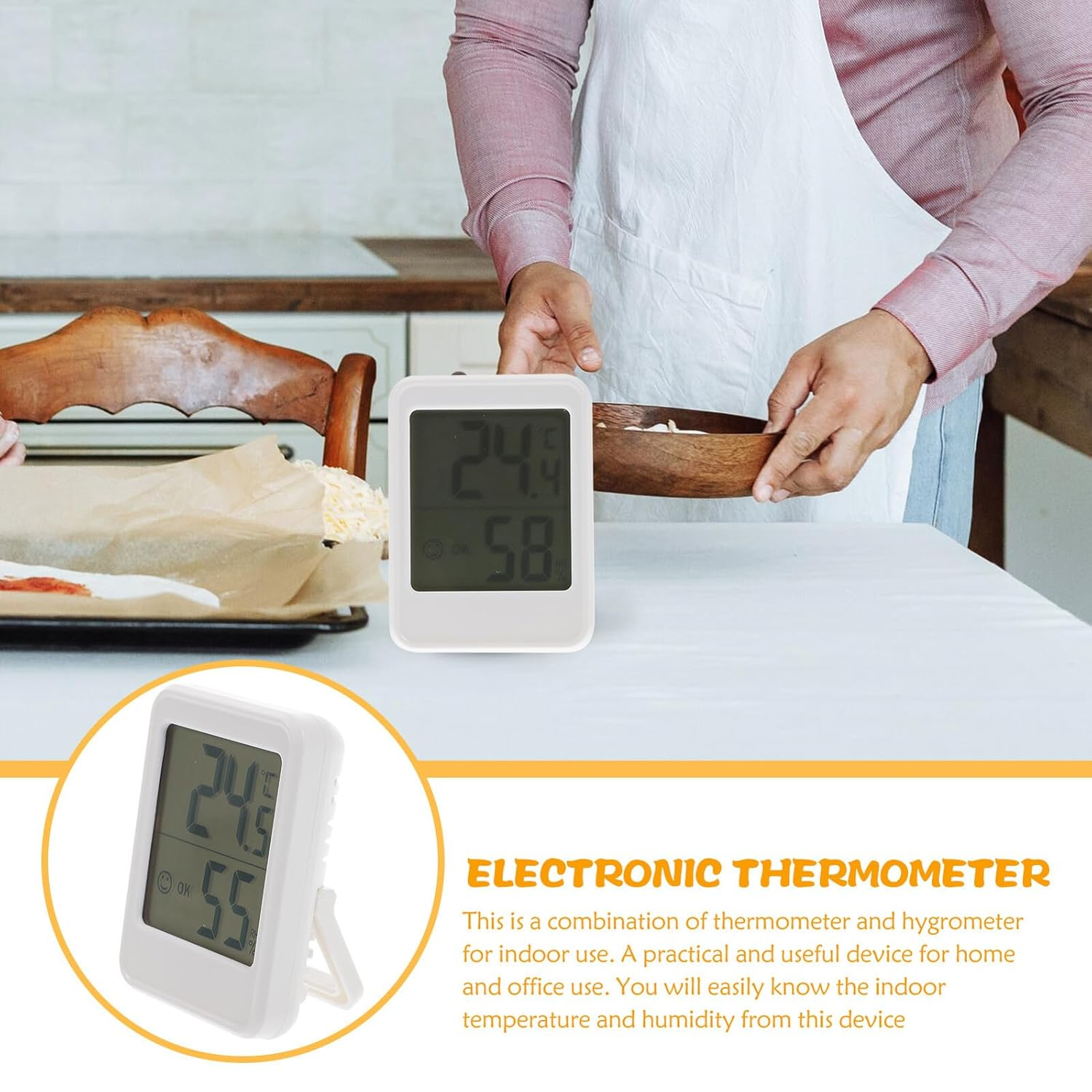 Mipcase High Precision Digital Thermometer Hygrometer Indoor Temperature Humidity Monitor Compact Accessory for Home Office with Stable Accurate Sensor and Low Power Consumption image number 6