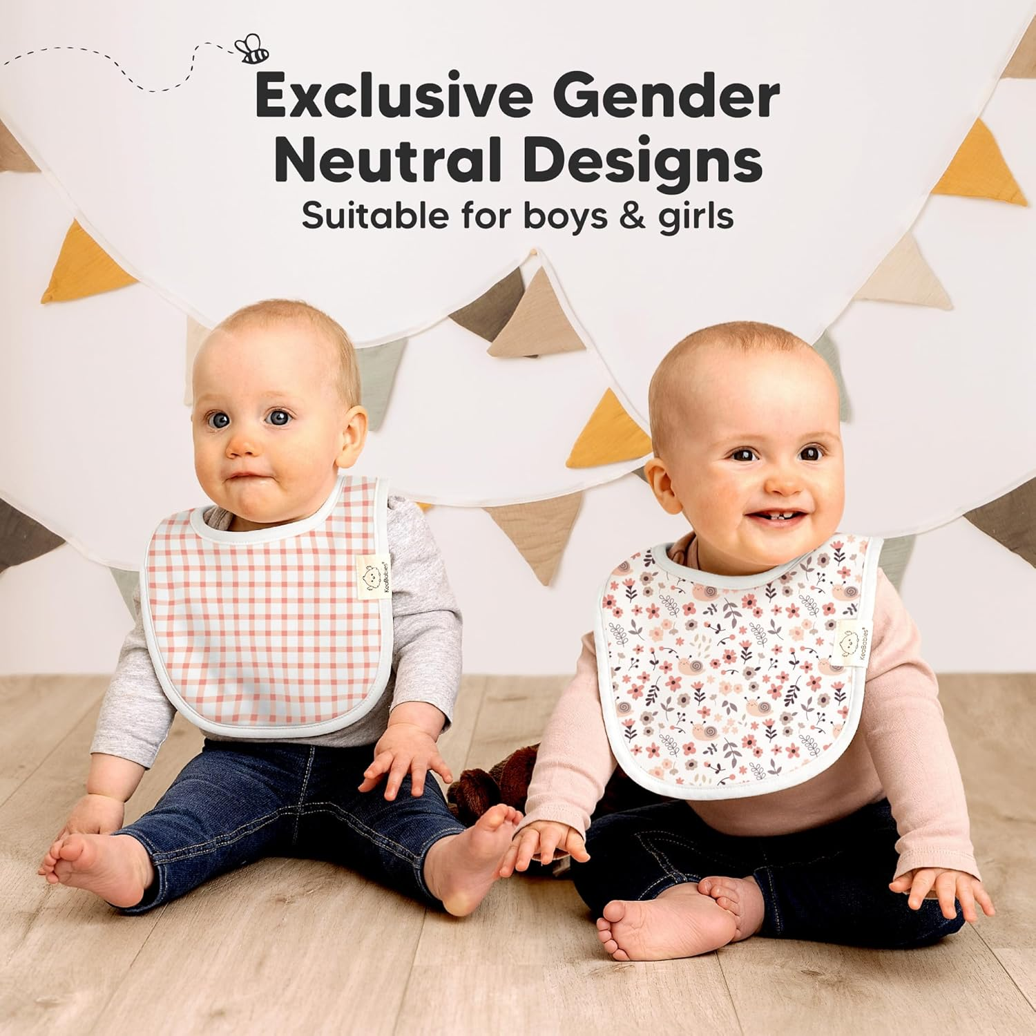 Organic Baby Bibs for Boys & Girls - Organic Cotton Teething Bib - Newborn Bibs for Baby Girl, Boy - Infant Bibs - Machine Washable Newborn Cloth Bib 0-24 Months Baby Drool Bibs (Sweet Charm) - Dawn image number 3