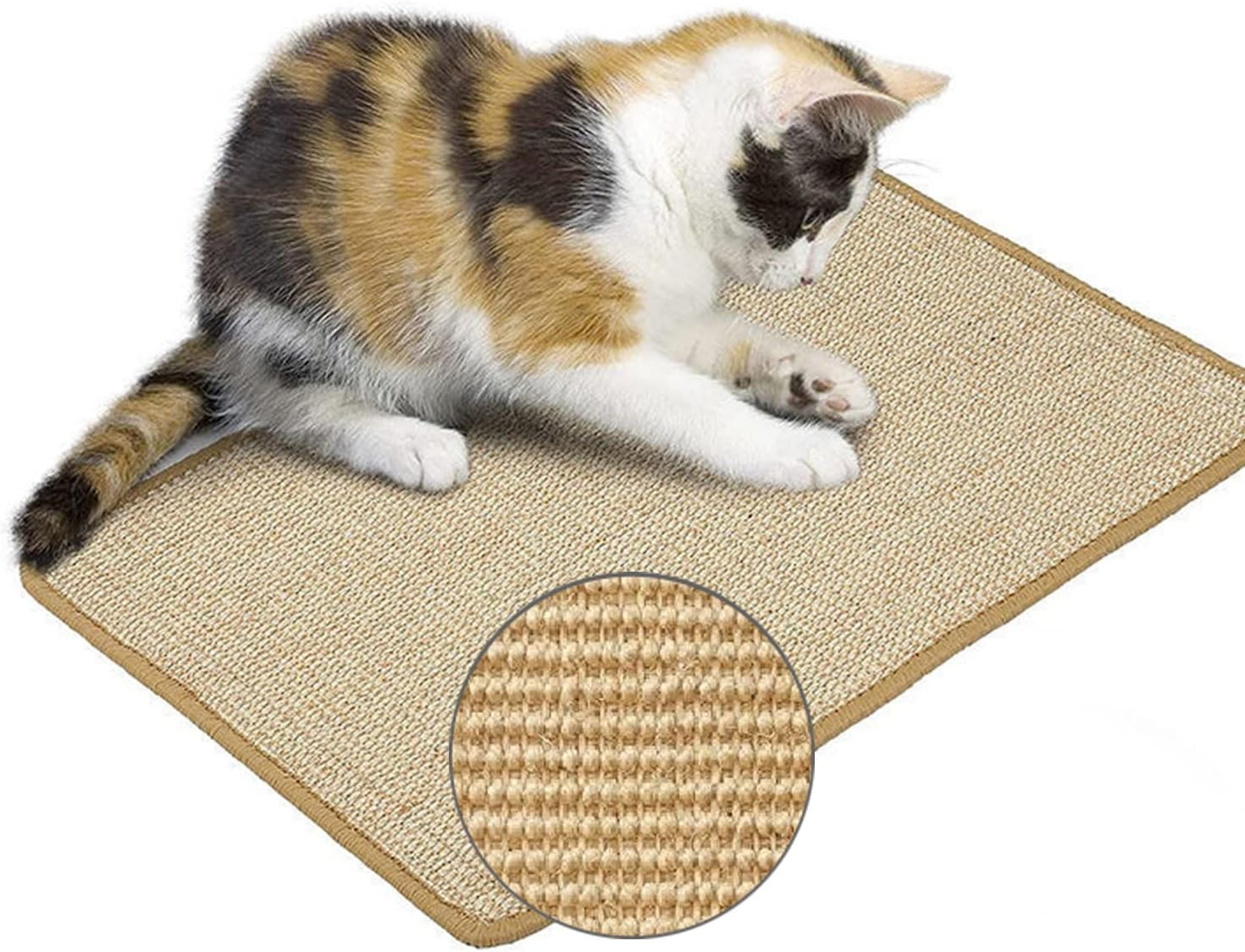 Cat Scratcher Mat, Natural Sisal Cat Scratch Pad, 40X60Cm Natural Sisal Woven Rope Scratching Pad for Cat Grinding Claws & Protecting Carpet Rug Furniture image number 4