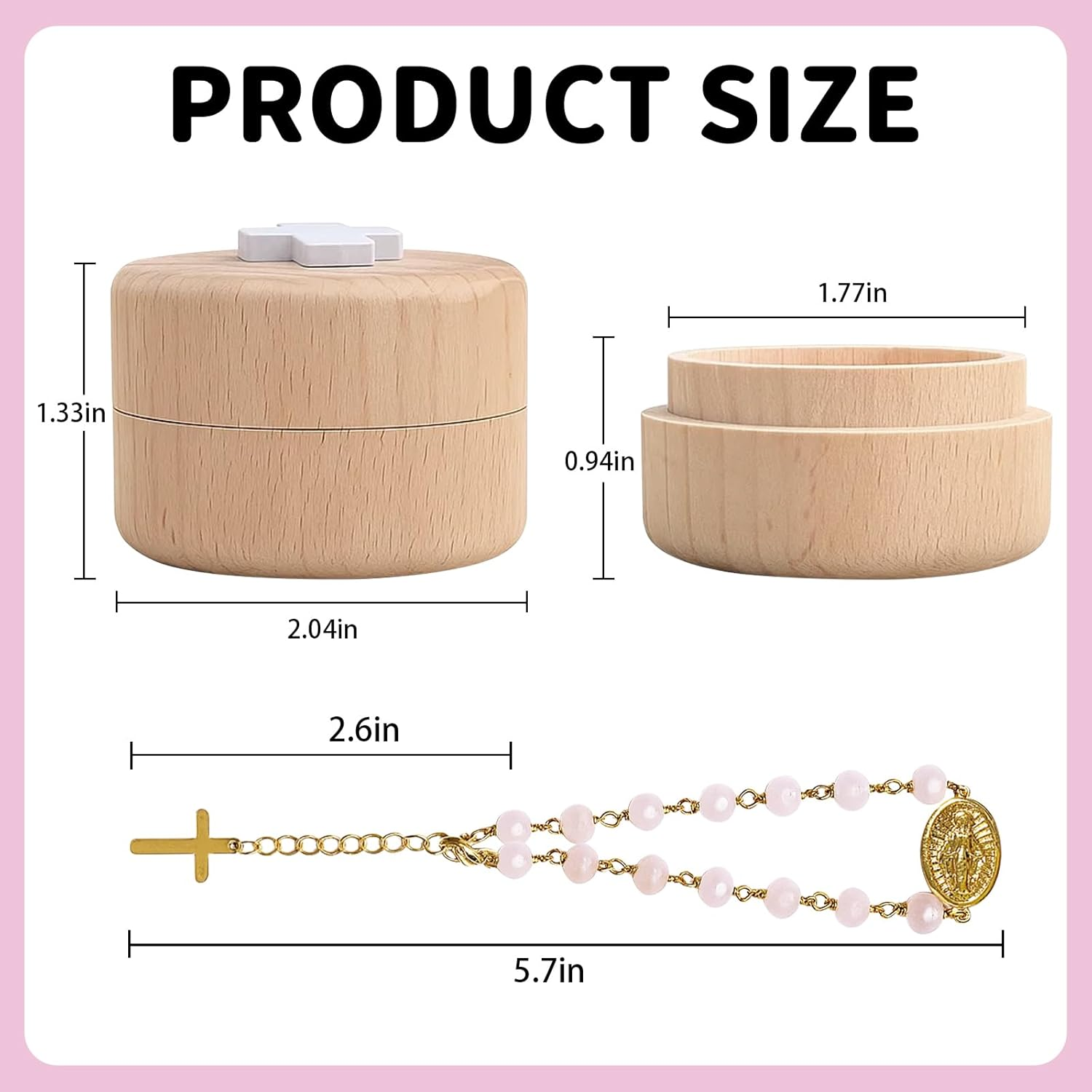 TBTFW My First Rosary, Baptism Gifts Rosary, Baptism Catholic Gift for Boy Girls,Used for Newborn Ceremony(Pink) image number 6