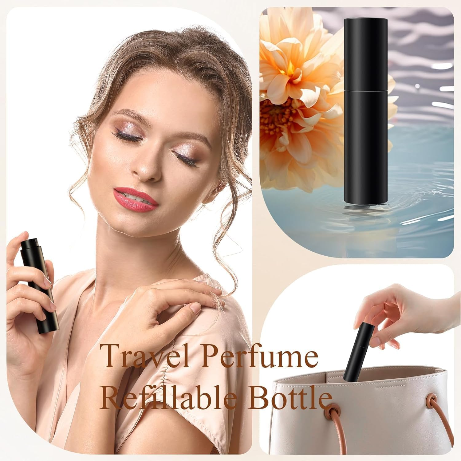 6Pcs Perfume Atomiser + 12 Pcs Accessories, 10Ml/Ea Travel Perfume Atomizer Refillable Spray Bottle, Pocket Perfume Dispenser, Empty Mini Size Spray Bottle, Leakproof Portable Perfume Sprayer (Black) image number 3