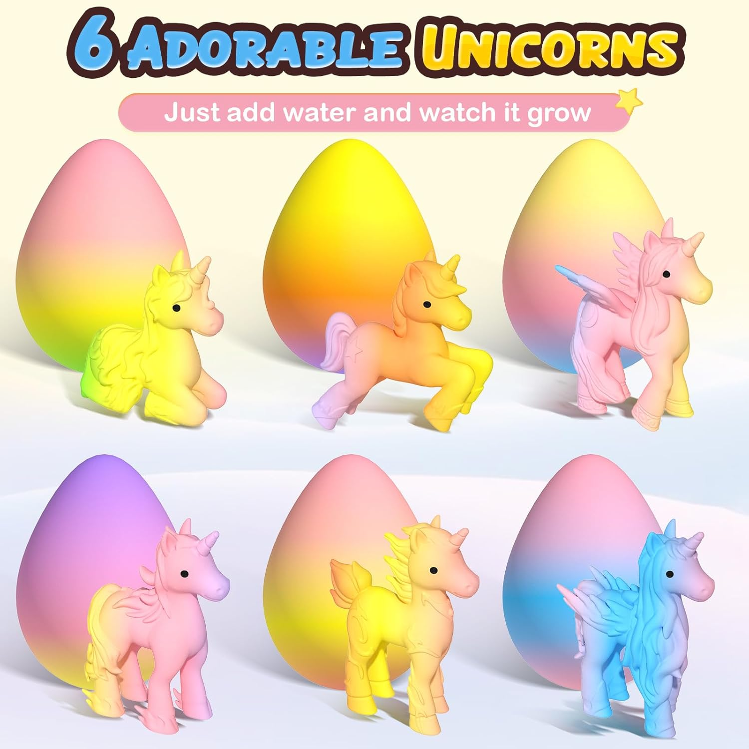 Unicorn Hatching Rainbow Eggs for Kids - 6 Pack Unicorn Gifts for Boys & Girls, Birthday Easter Basket Stuffers Gift Ideas for Kids 3+ Year Old - Girl Gifts for Ages 3 4 5 6 7 8 image number 3