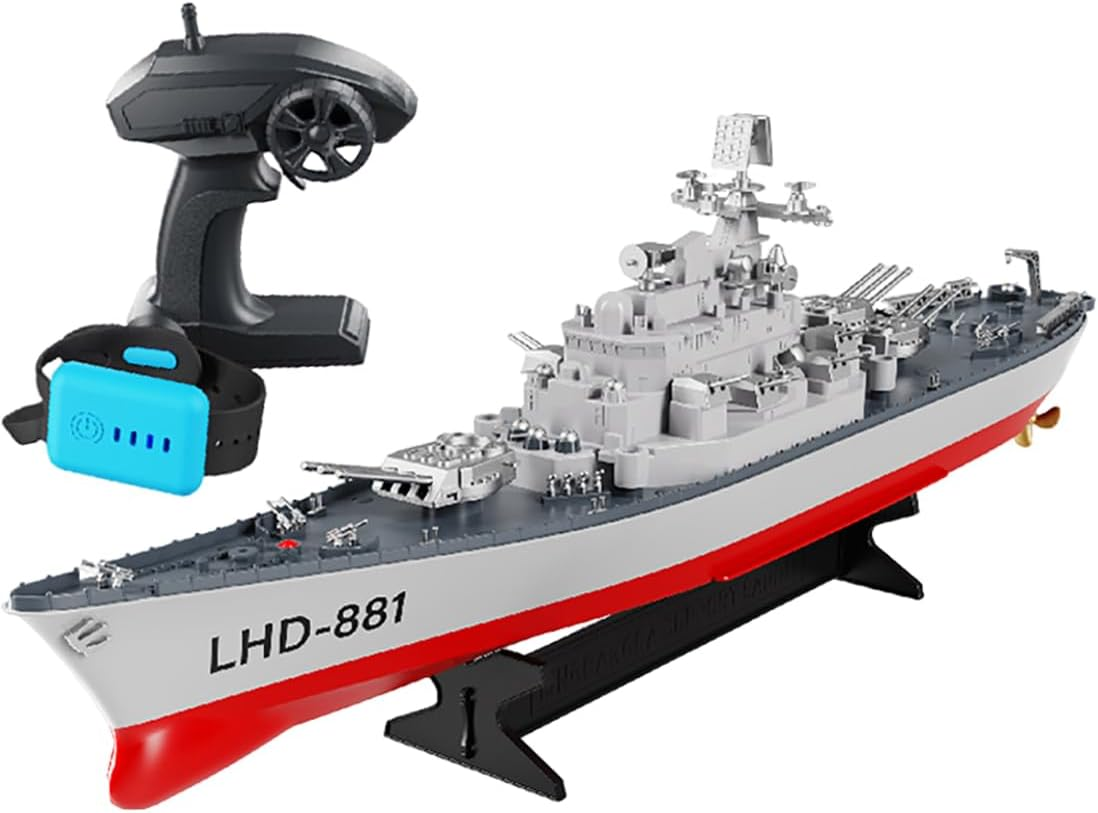 23.6" Inch Remote Controlled Warship Battleship10Km/H 4WD 2.4G RC Controlled Ship 1:390 Scale on Water Lakes Pools Exhibits Models image number 5