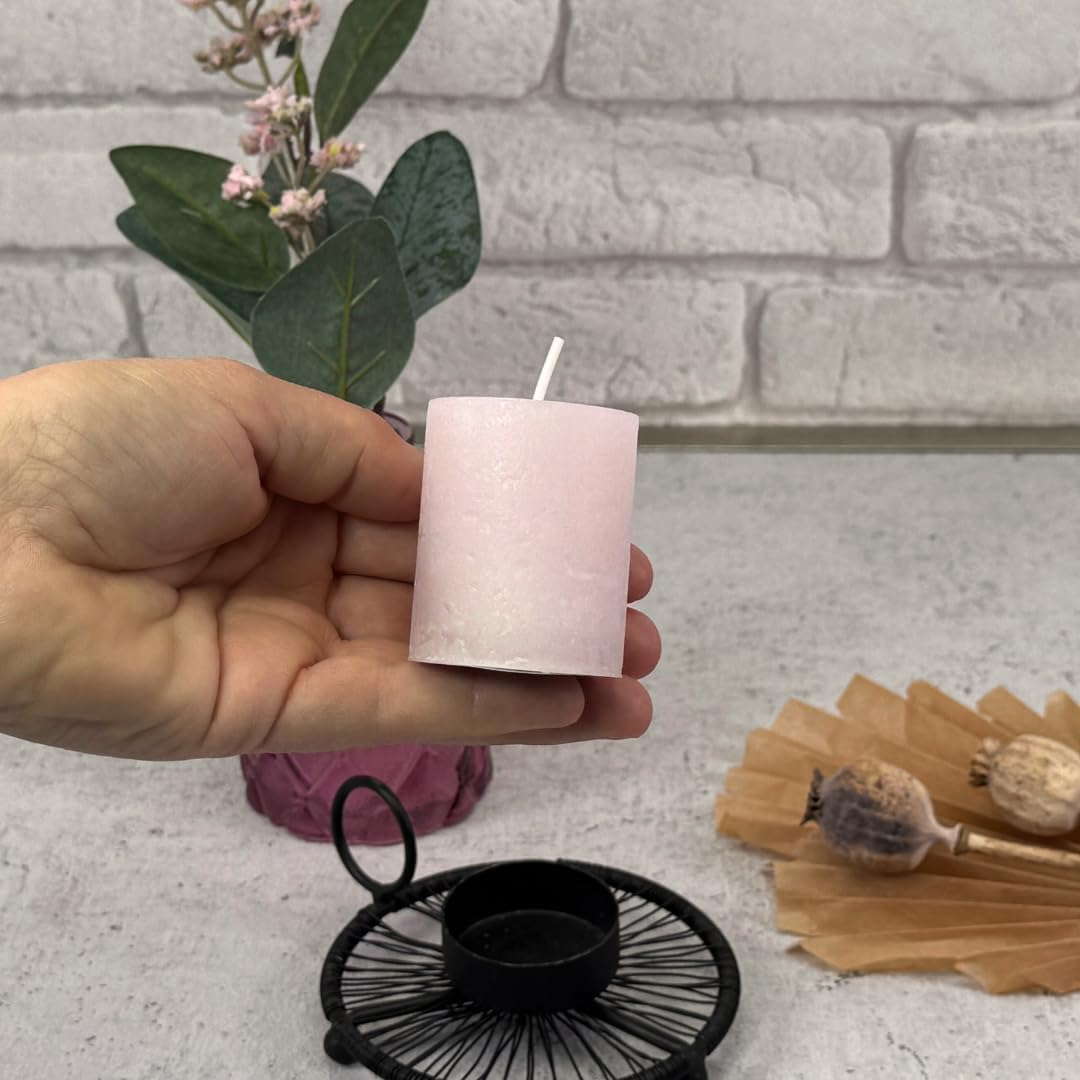 Rustic Mini Candles Approx. 4 X 5 Cm Pillar Candle in Antique Look for the Perfect Atmosphere at Home (24 X Pink) image number 6