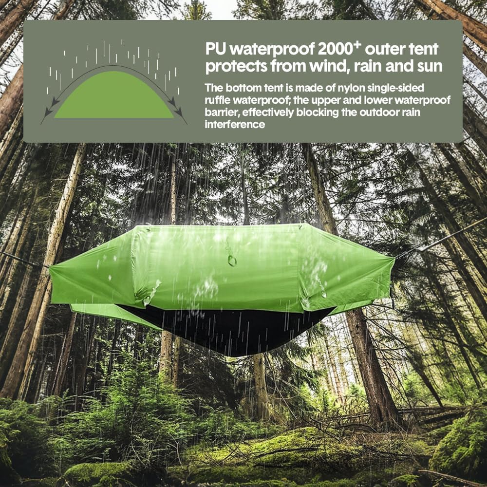 Alpen Outdoor Double Hammock Tent Portable Multi-Functional Waterproof Hammock Parachute Camping Hanging Bed 270X140Cm with anti Mosquito Net and Storage Bag