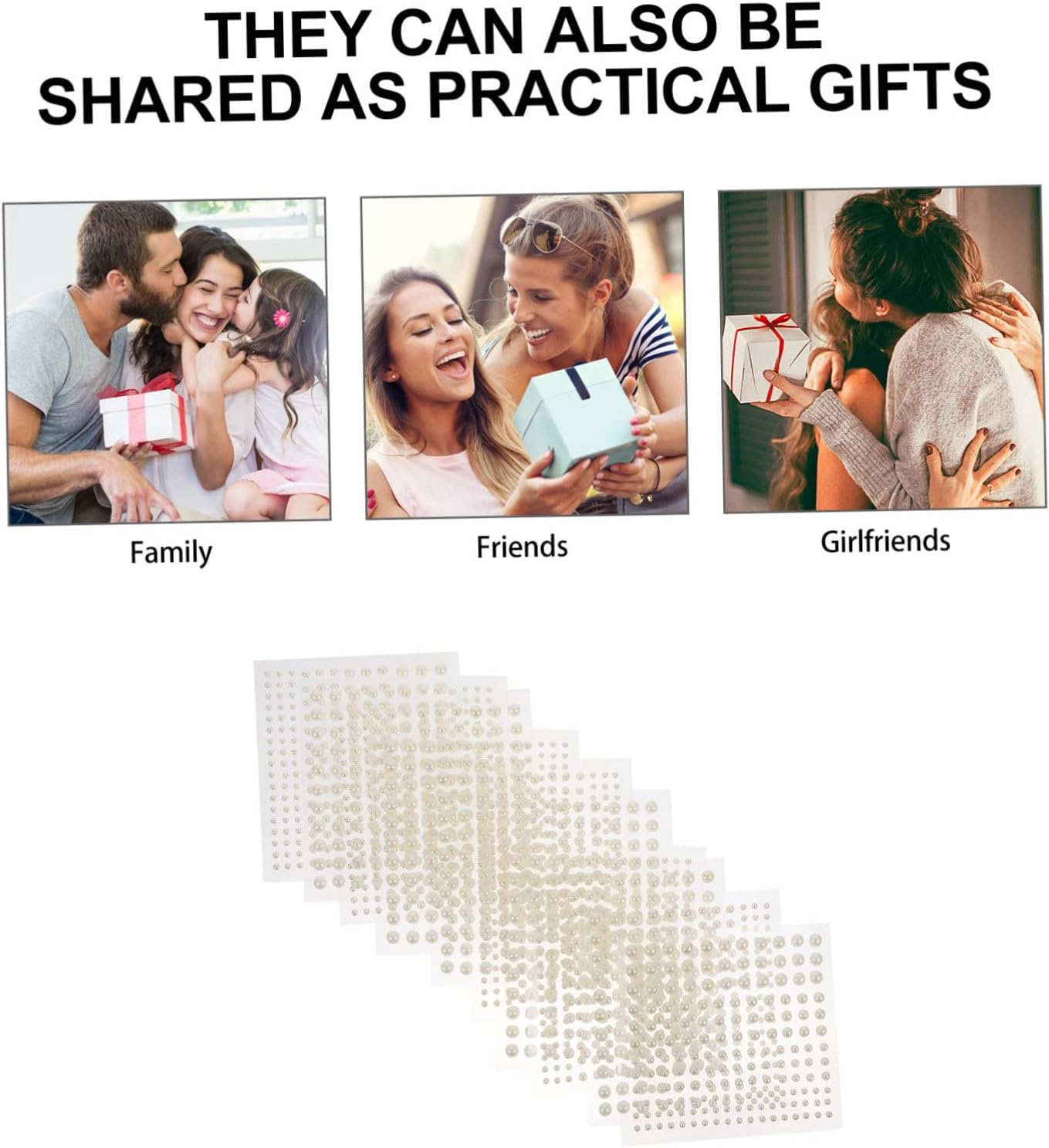 SEWOART Pearl Decoration Stickers DIY Mini Pearl Stickers for Women Face Beauty Crafts 10 Sheets image number 6