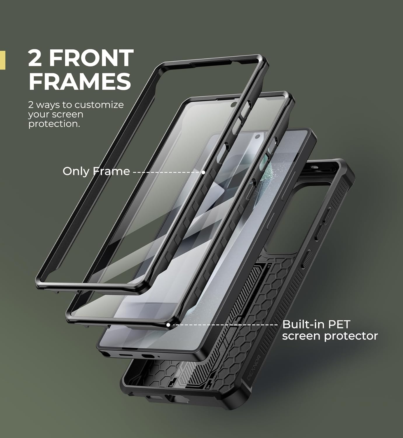 Dexnor for Samsung Galaxy S25 Ultra Case with Built-In Slide Camera Cover & Screen Protector & Kickstand, Heavy-Duty Shockproof Rugged Case Full-Body Bumper Protective Cover - Black image number 4