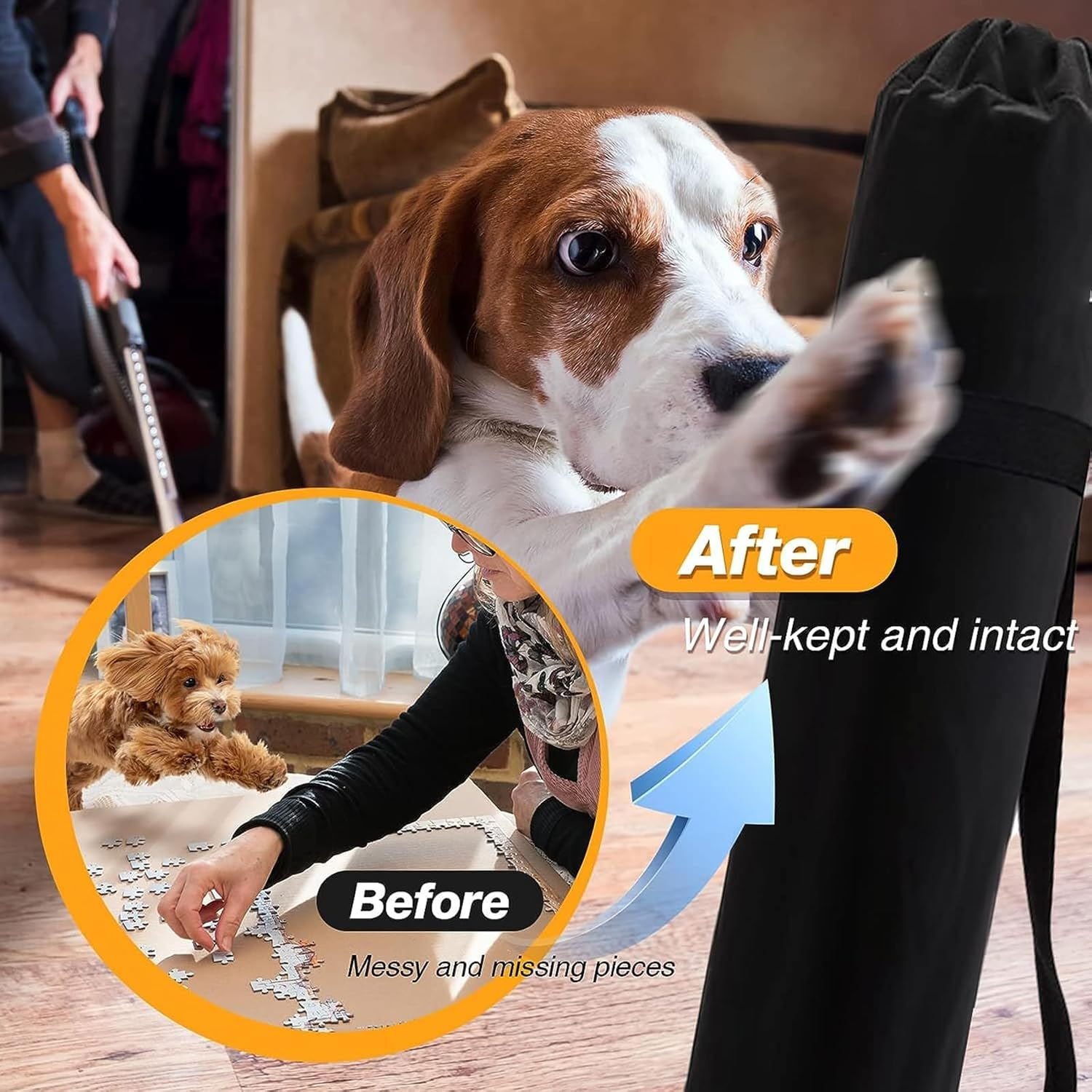 Jigsaw Puzzle Mat Roll up - Portable Felt save Mat for Puzzles Storage and Organize (26X46 Inch, up to 1500Pcs) image number 1