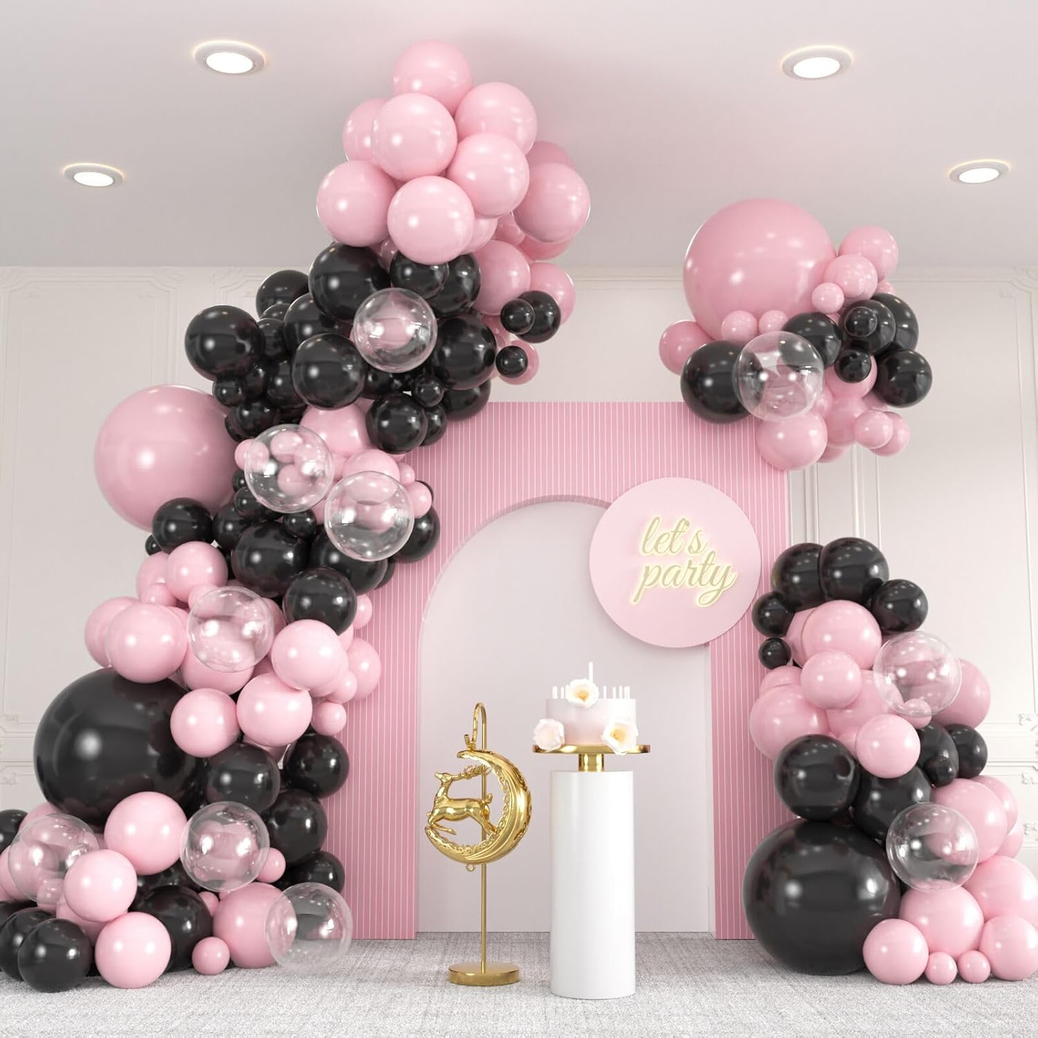 136Pcs Pink Balloons Garland Arch Kit, 18 12 10 5 Inch Hot Pink Metallic Confetti Pink Balloons for Birthday, Engagement,Wedding, Baby Shower, Anniversary, Valentine&rsquo;S Party Supplies