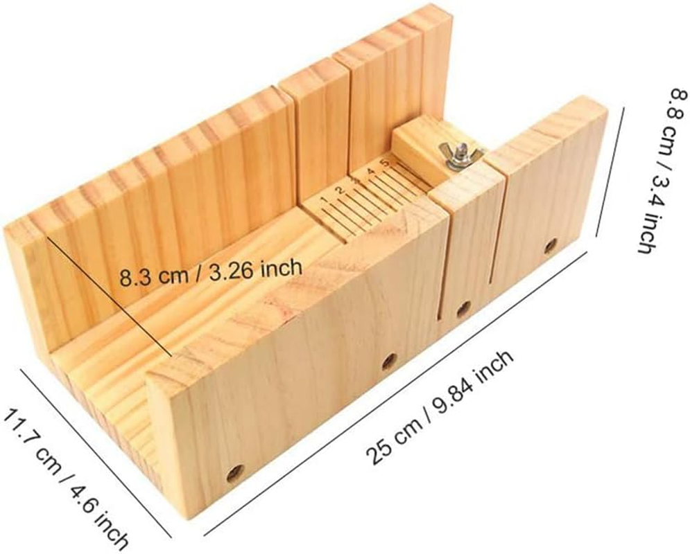 Soap Cutter Set, Wood Adjustable Mould, Multipurpose, Making Tools with Wavy and Straight Cutting Planner, Durable Mould Kit for Handmade Crafts