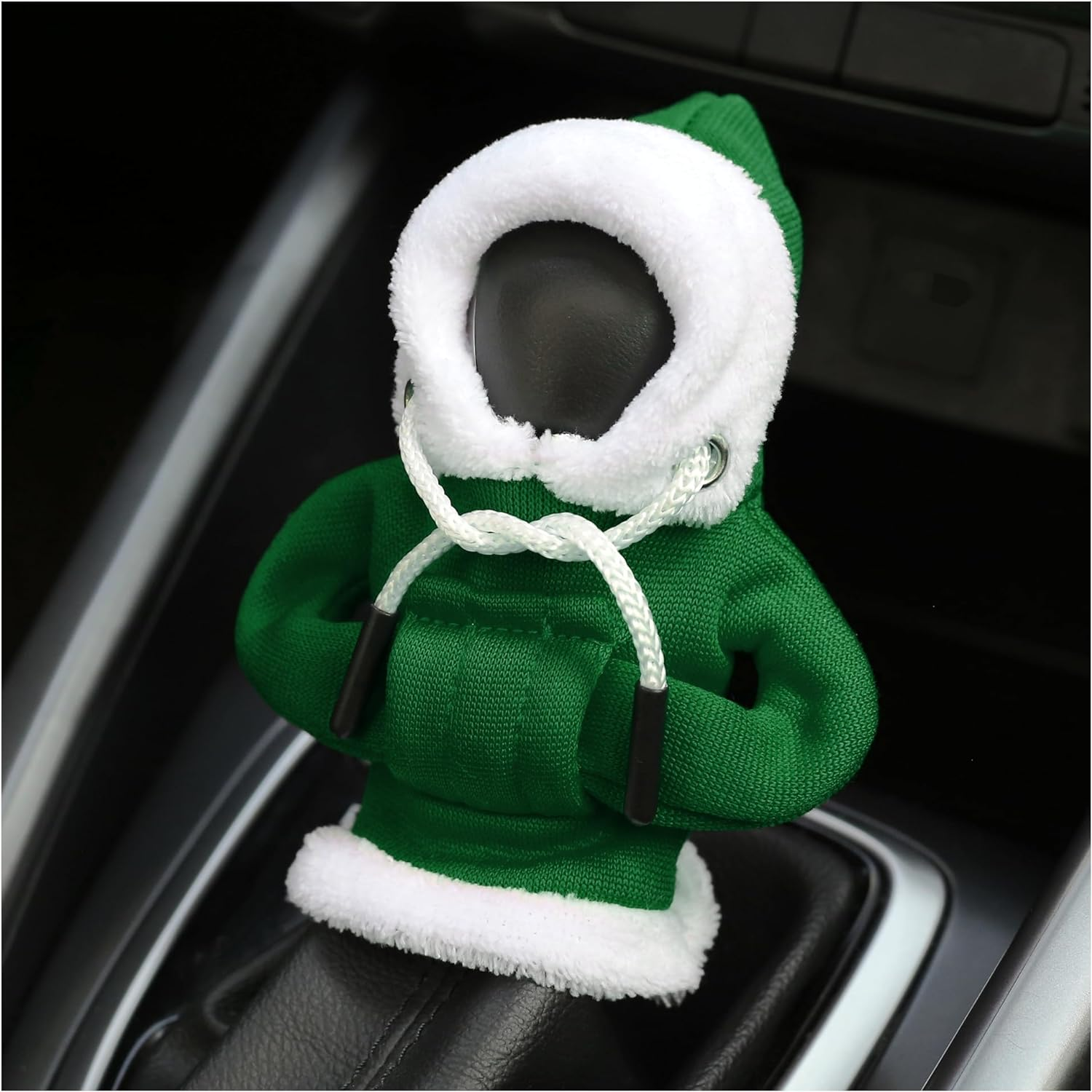 OFBAND Hoodie Car Gear Shift Cover,Christmas Car Decor Gear Shift Knob Cover for Manual/Automatic Shift Knob,Universal Interior Car Accessories Hoodie for Gearr Shifter Knobs (Christmas Green)