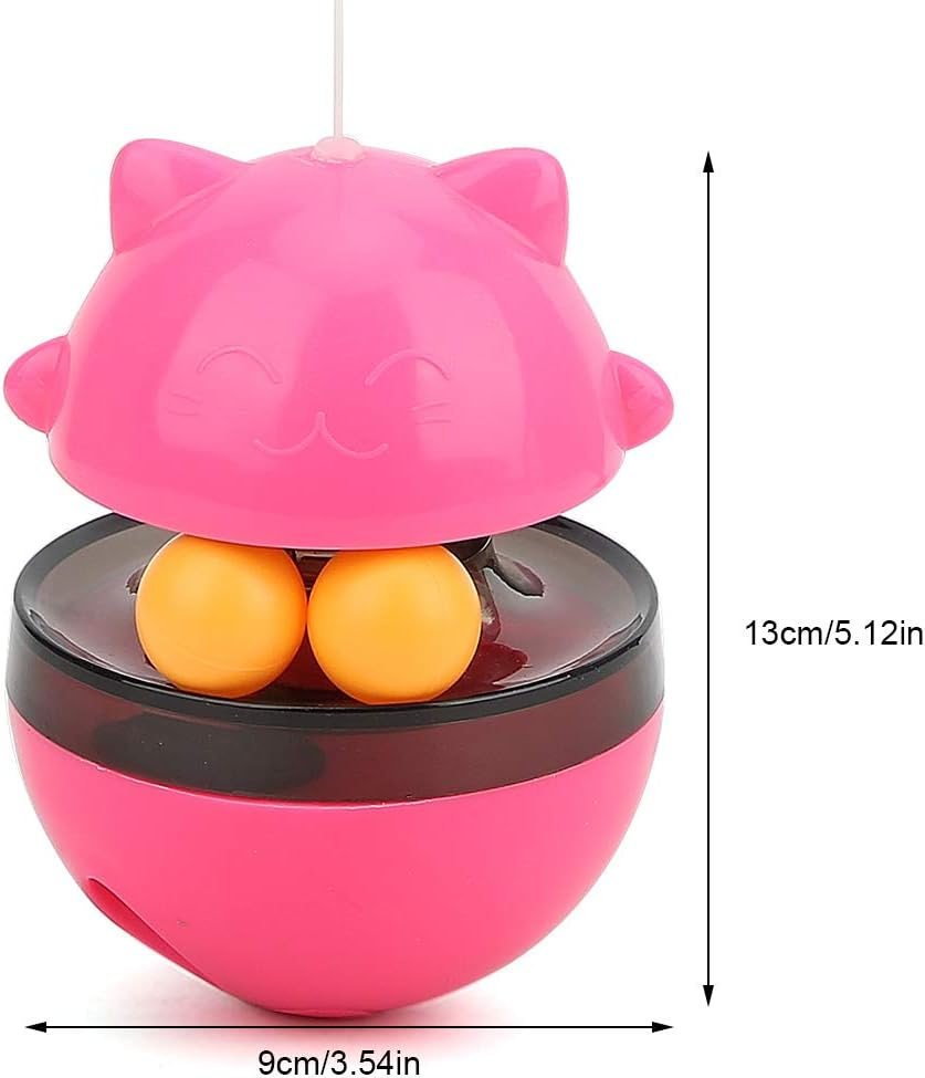 Cat Interactive Toy, Kitty Shape Tumble Food Dispensing Ball Pet Treat Feeder Leaking Dispenser, Fun Pet Leaking Food Toy Plastic Pet Fun Tumbler Feeder for Medium Small Dogs