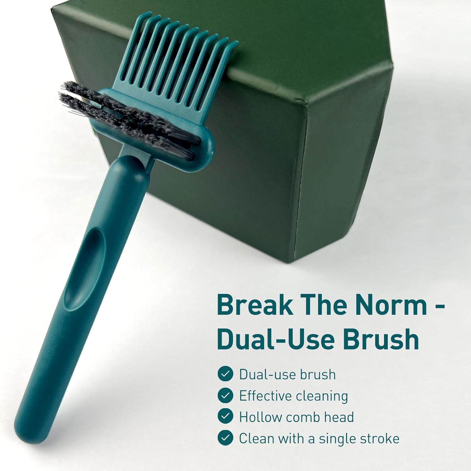 Jaasuee 2-In-1 Hair Brush Cleaning Tool, Green Hairbrush Cleaner and Rake for Removing Hair and Dust, Durable and Ergonomic Design for Home and Salon Use (1 Pack)