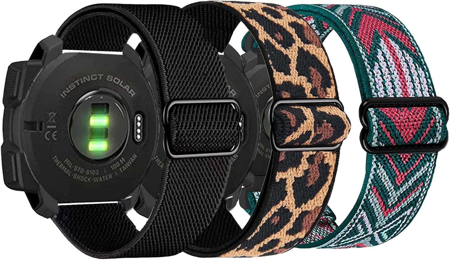 3 Packs Stretchy Nylon Bands Compatible with Garmin Instinct/Instinct 2 Solar, 22Mm Sport Breathable Wristband for Garmin Instinct Tactical/Solar/Tide/Esports