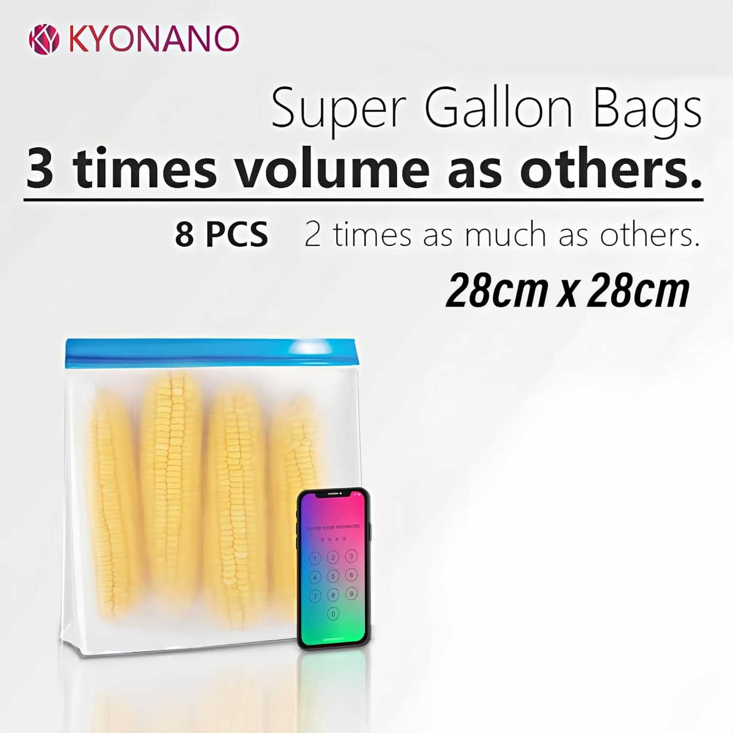 Extra Large Reusable Ziplock Bags 10 Pack, Extra Thick Leakproof Reusable Freezer Bags, BPA Free Reusable Sandwich Bags for Lunch Meat Veggies (8 Gallon 2 Snack Bags) for Travel Items Home Storage image number 4