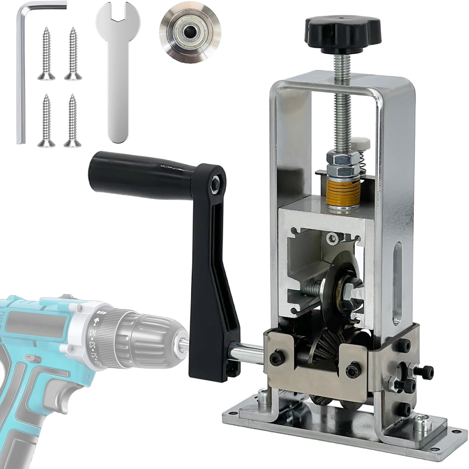 LILOOVKE Wire Stripper 1-25Mm Tool Wire Stripper Machine for Hand Crank or Drill Powered Manual Can Be Fixed or Removed Cable Stripper for Copper Scrap Recycling（Silver） image number 4