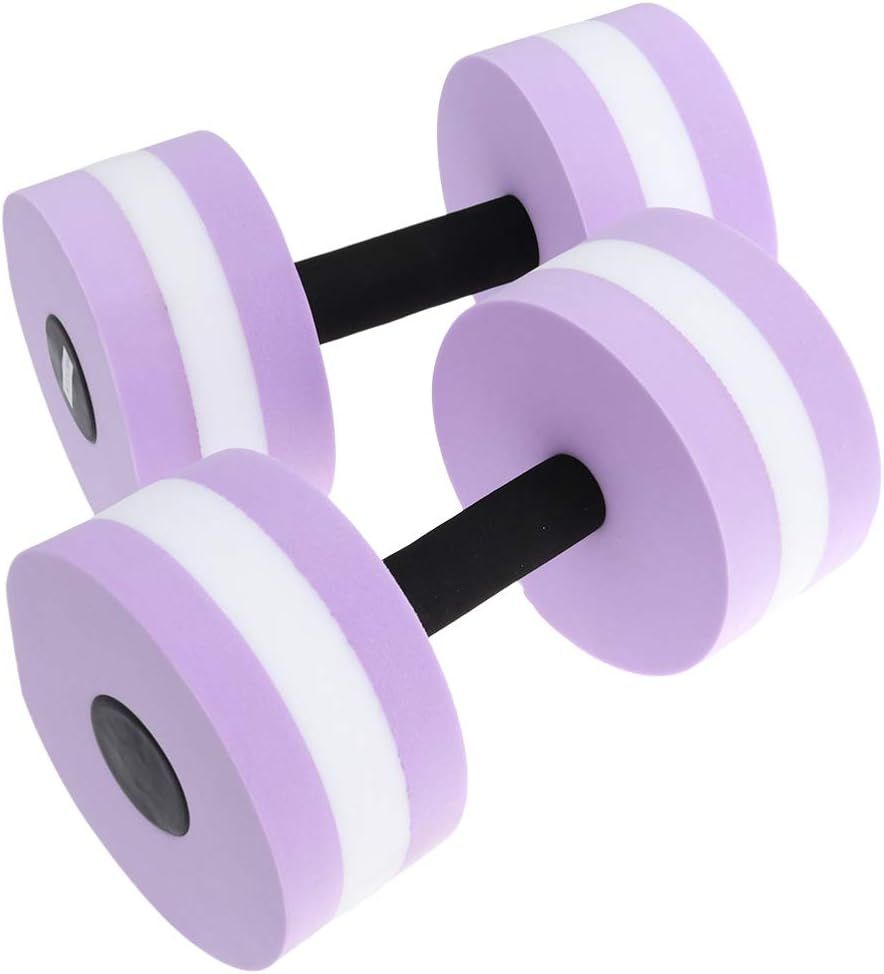 Didiseaon 2Pcs Sports Aquatic Exercise Dumbbells Eva Aqua Fitness Barbells with Exercise Hand Bars Set for Women Men Adult (Purple) image number 4