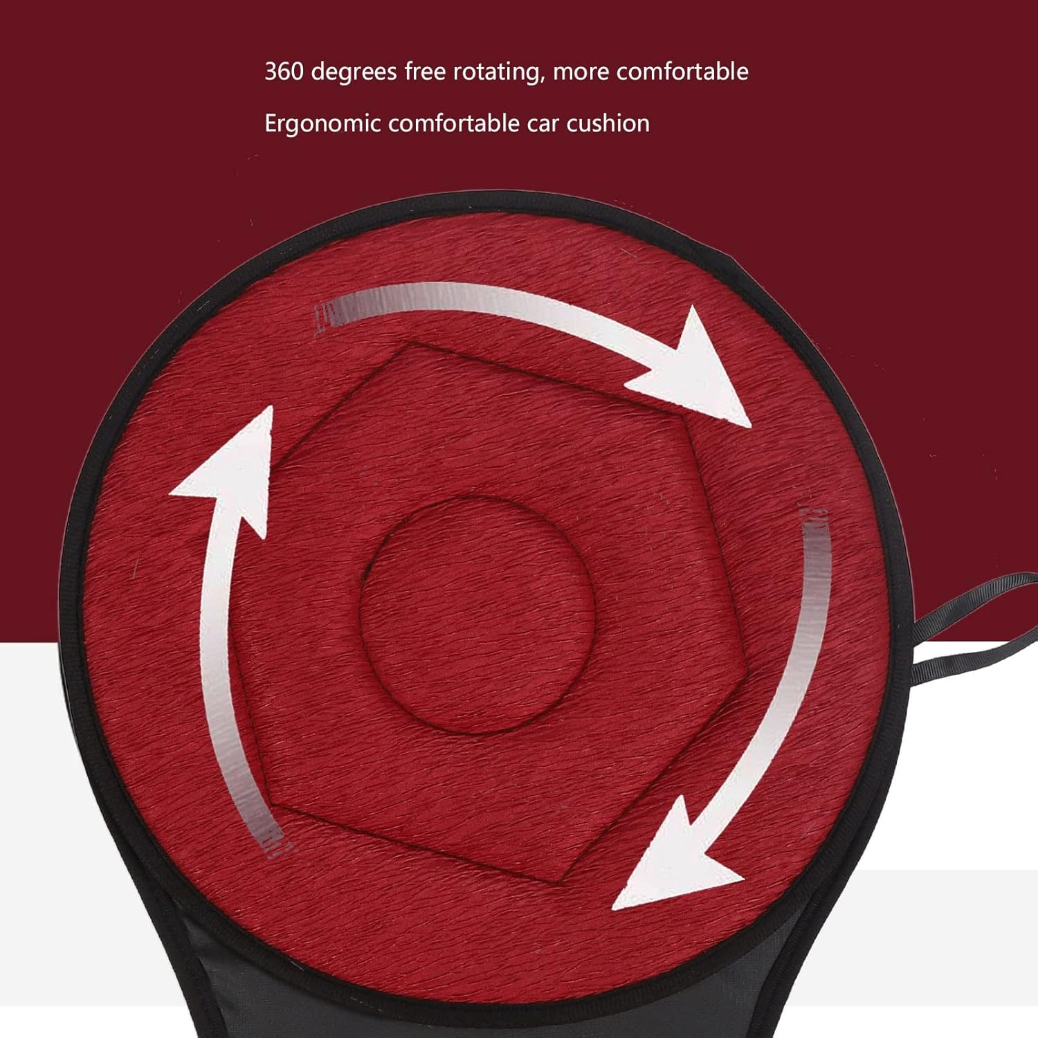 Swivel Car Seat Cushion Forelderly, Swivel Cushion Forcar, round Car Cushion 360 Degrees Rotating Geometric Rhombic Shape, Rotating Cushions (Maroon)