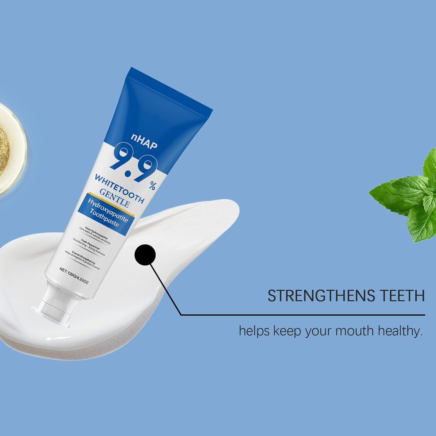 9.9% Hydroxyapatite Toothpaste 2-Pack - Nano Hydroxyapatite Toothpaste Enamel Protection & Teeth Strengthening,Refreshing Gentle Mint,Fresh Breath for Daily Oral Care,120G