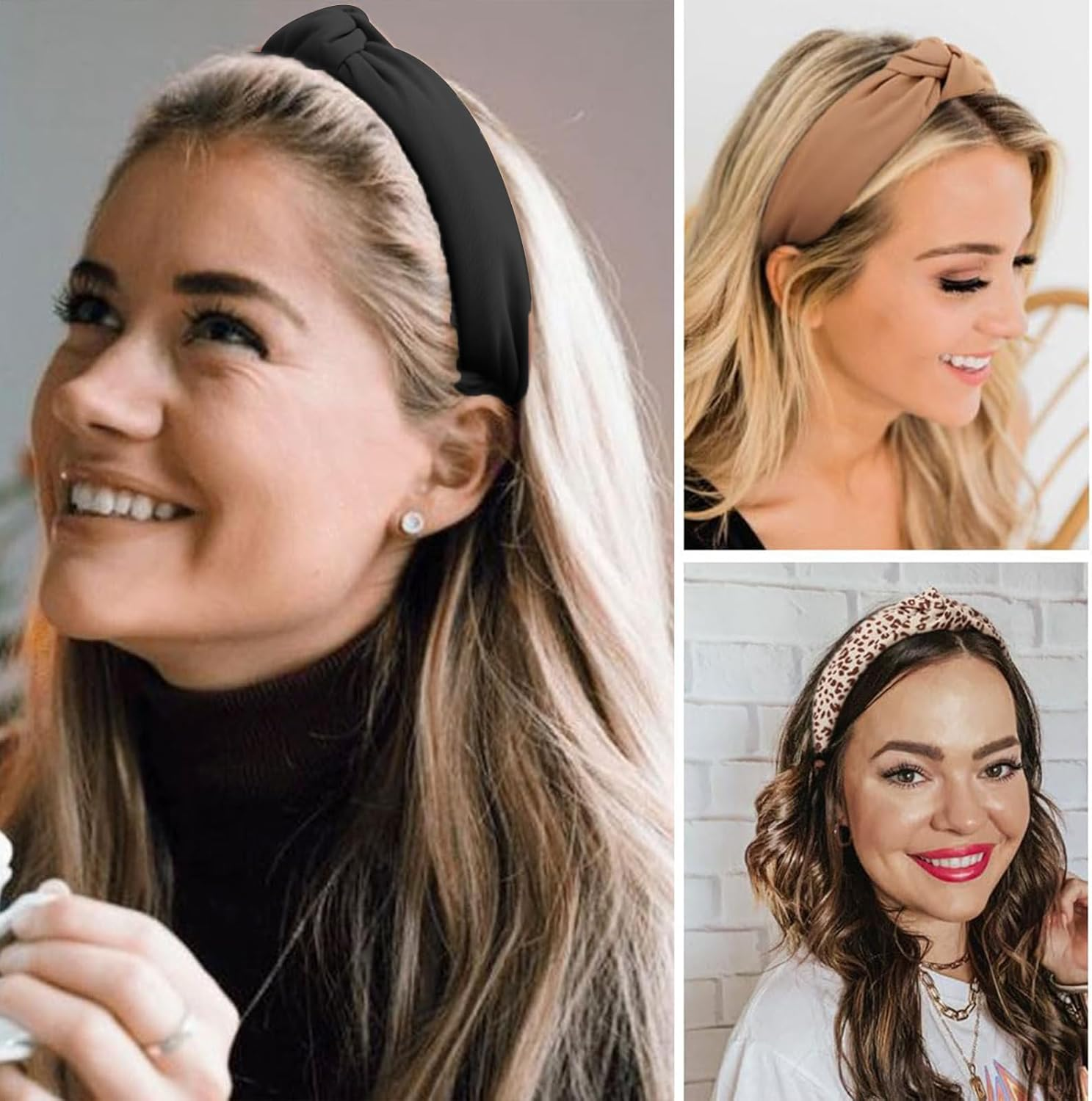 TELAIN Women'S Headbands with Central Knot, Set of 5, Soft and Comfortable Material, Versatile Design for Any Occasion, Great Women image number 2