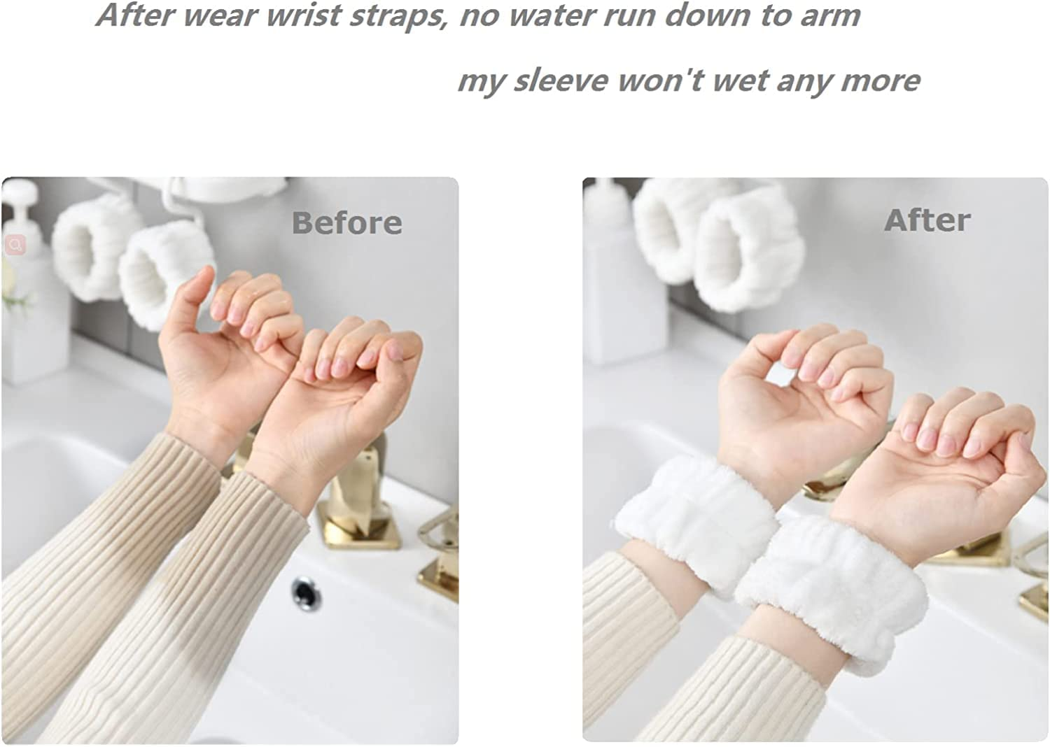 Microfiber Wrist Wash Towel Band, 4Pcs Face Wash Wristbands image number 4