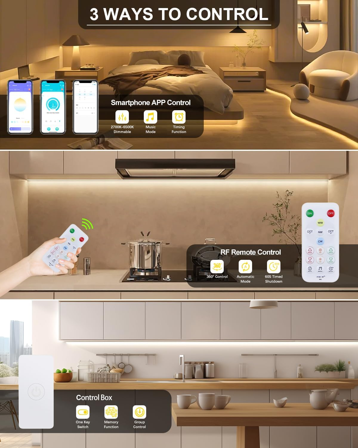 ALITOVE 24V COB LED Light Strip White CCT Tunable CRI>90 Diffused LED Strip Light Kit with Remote APP Control Music Mode 16.4Ft 3040Leds Dimmable 2700K-6500K LED Tape Light for Home Mirror Bookshelf image number 2