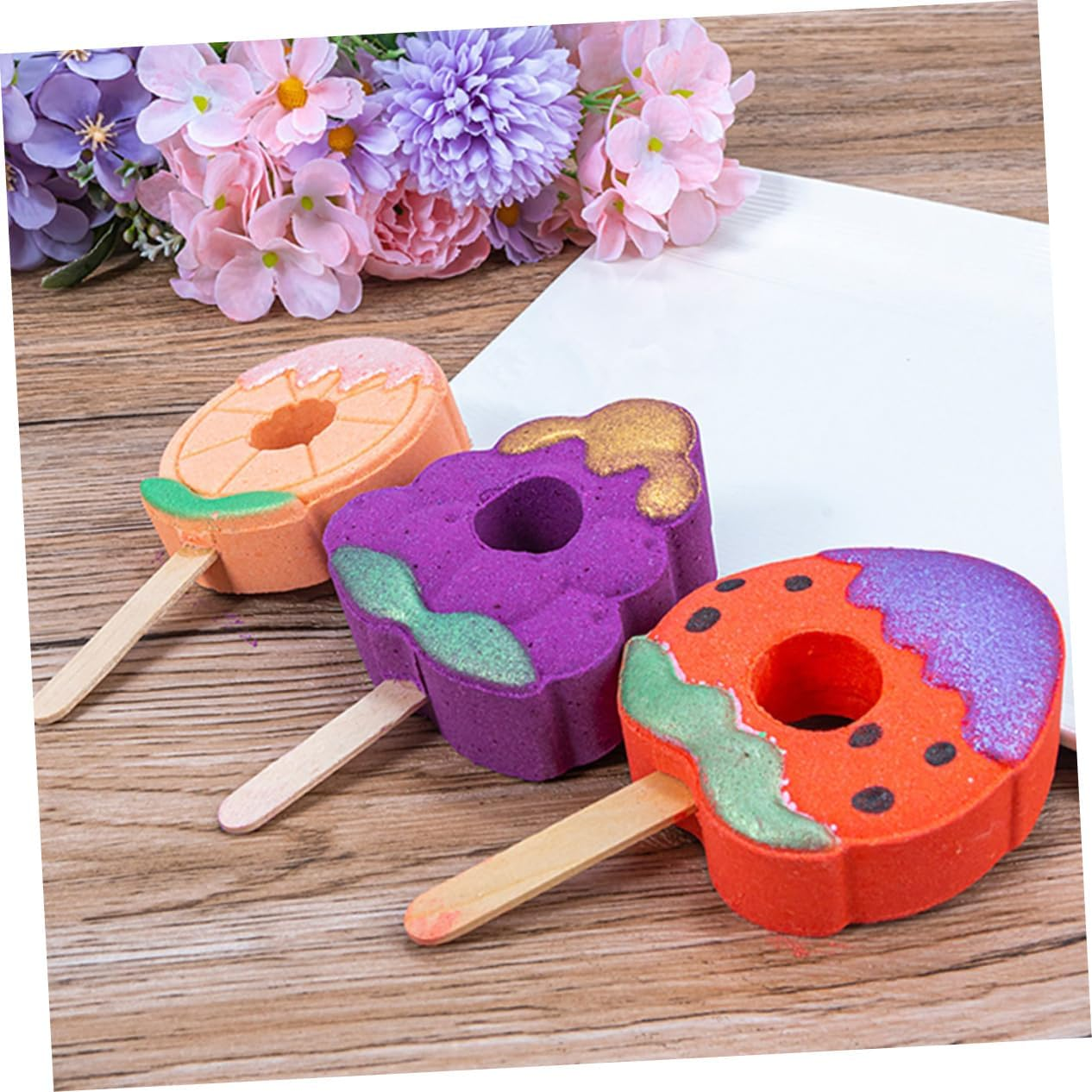 PLAFOPE 4Pcs Aroma Bath Salt Fragrant Fruit Shaped for Relaxing Soaks for Smooth Skin Fun image number 4