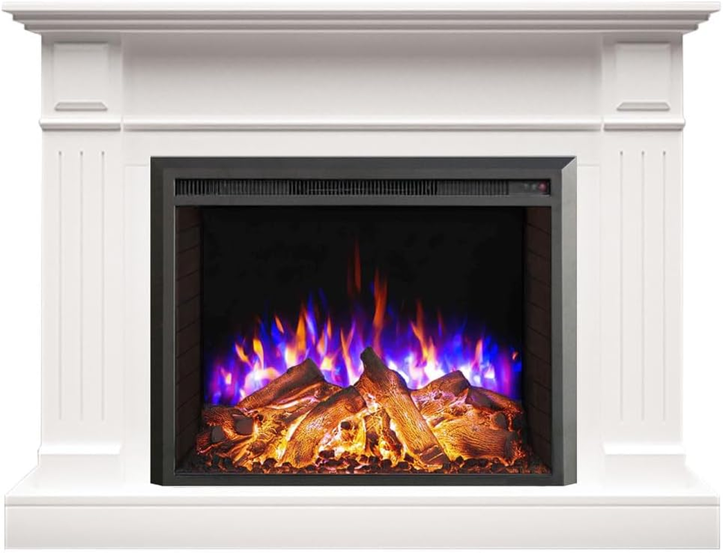 Modaliving Berwick Electric Fireplace Heater White Mantel Suite (Starlight Insert) - Mantel With Primo Insert image number 6