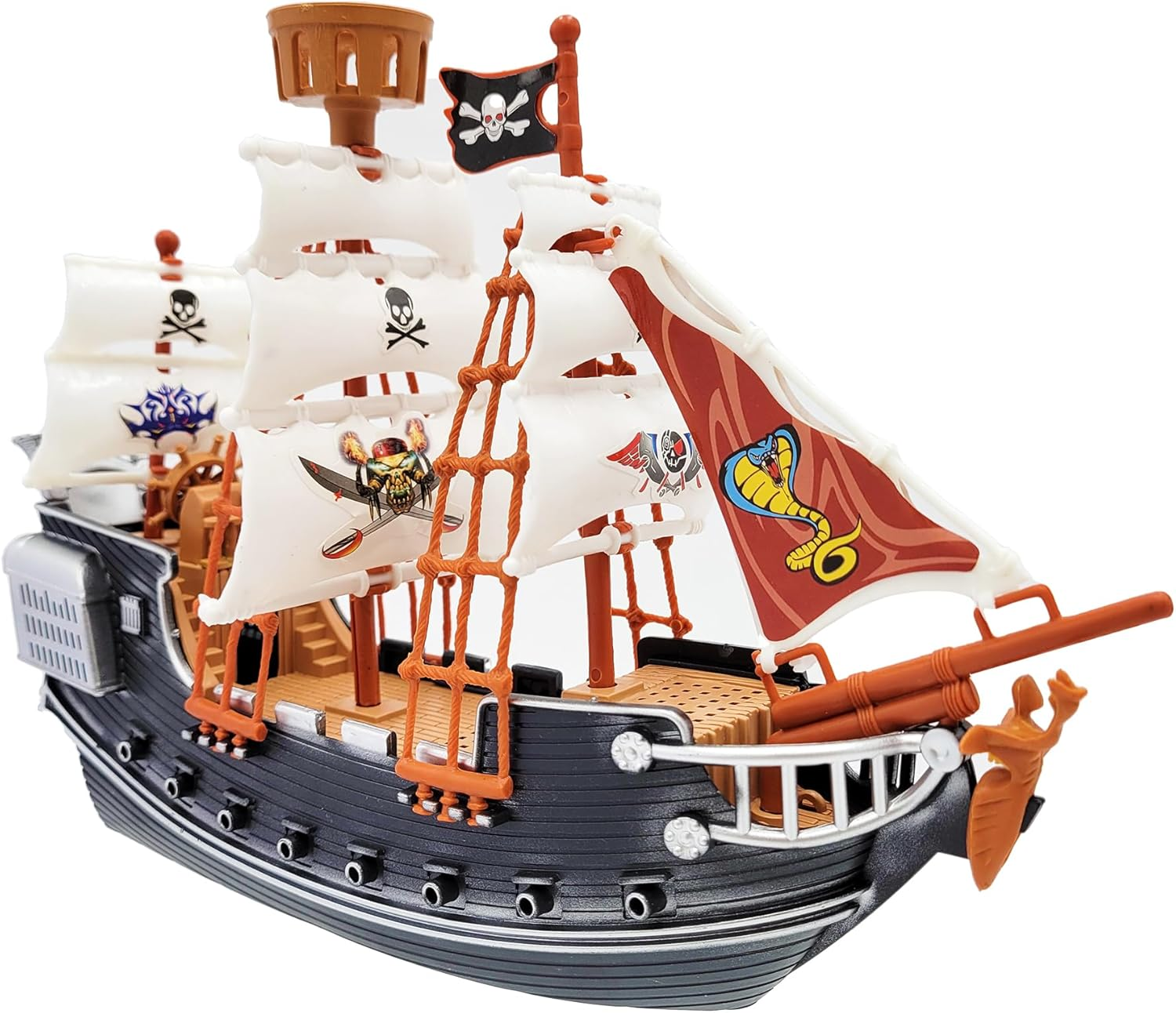 The Dreidel Company Detailed Pirate Boat Ship Adventure Playset, Pirate Fun Toy, Party Favors, 10" image number 1