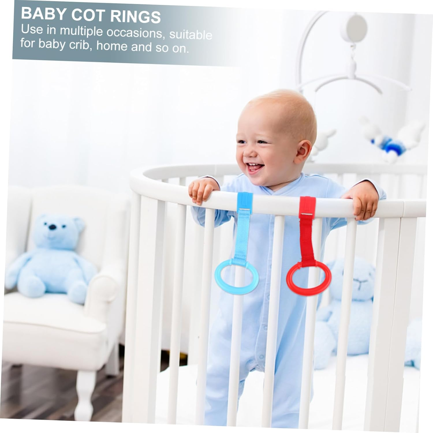 Milisten 4Pcs Portable Baby Pull Ring and Stand up Rings for Nursery Cot, Infant Pull-Up Assistance, Colorful Safe Plastic Pulling Toy for Early Standing Practice image number 3